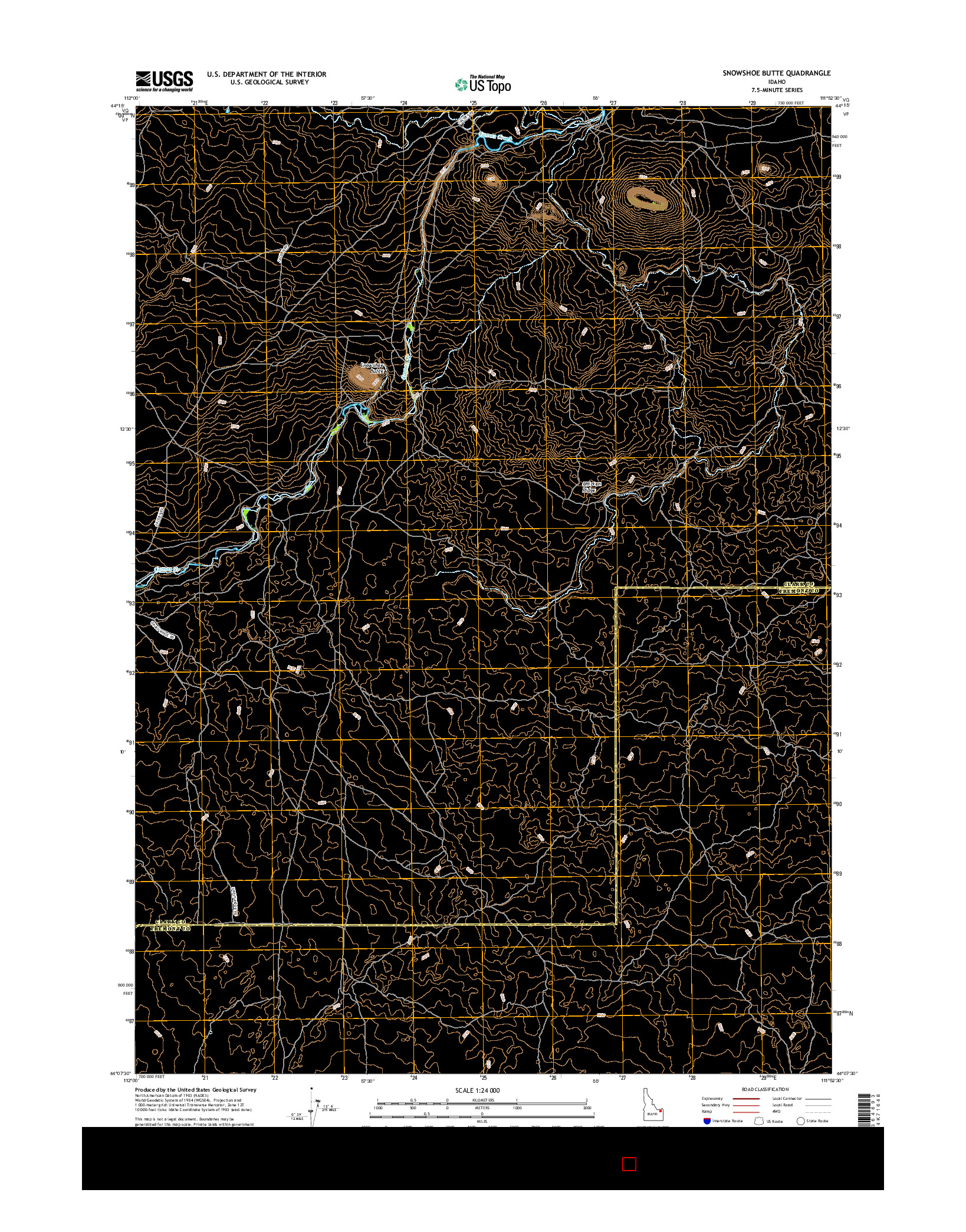 USGS US TOPO 7.5-MINUTE MAP FOR SNOWSHOE BUTTE, ID 2017