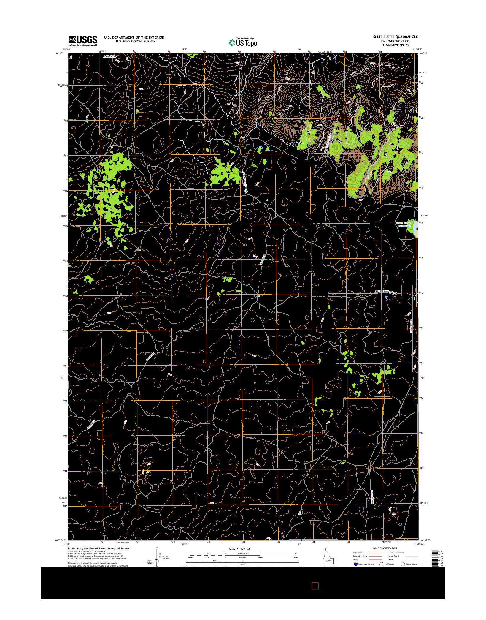 USGS US TOPO 7.5-MINUTE MAP FOR SPLIT BUTTE, ID 2017