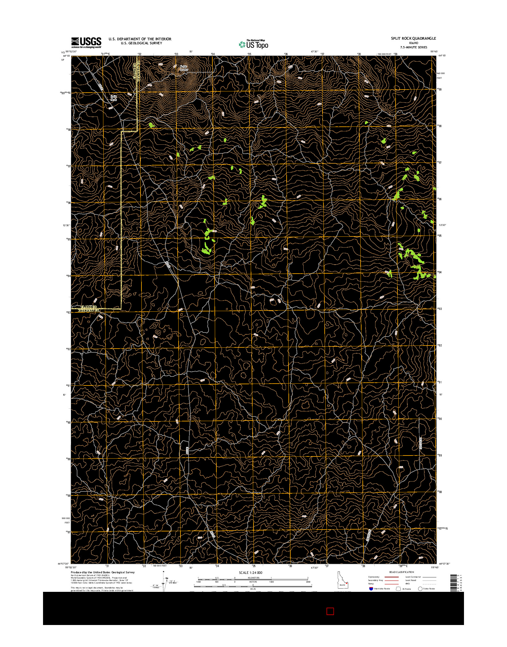 USGS US TOPO 7.5-MINUTE MAP FOR SPLIT ROCK, ID 2017