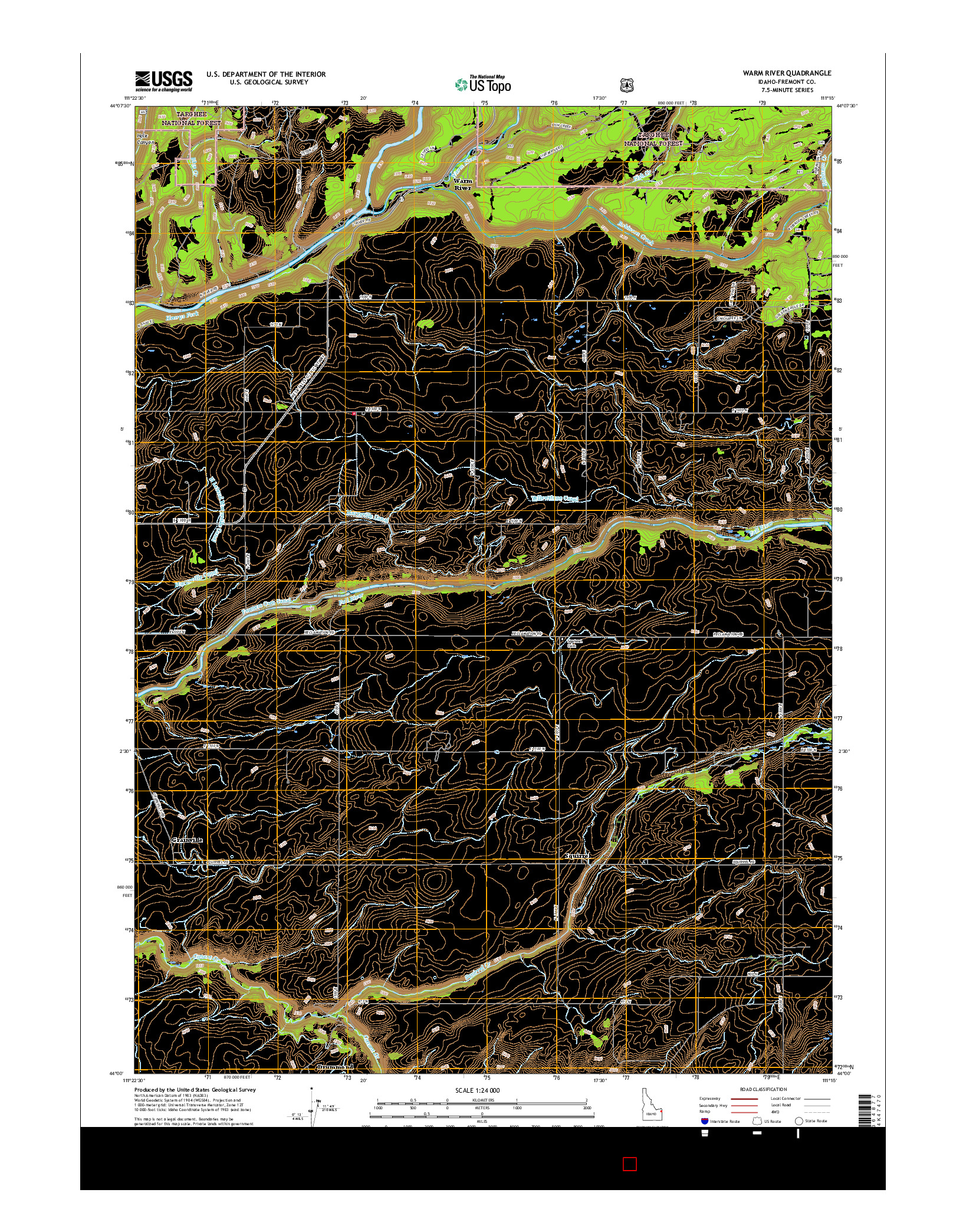 USGS US TOPO 7.5-MINUTE MAP FOR WARM RIVER, ID 2017