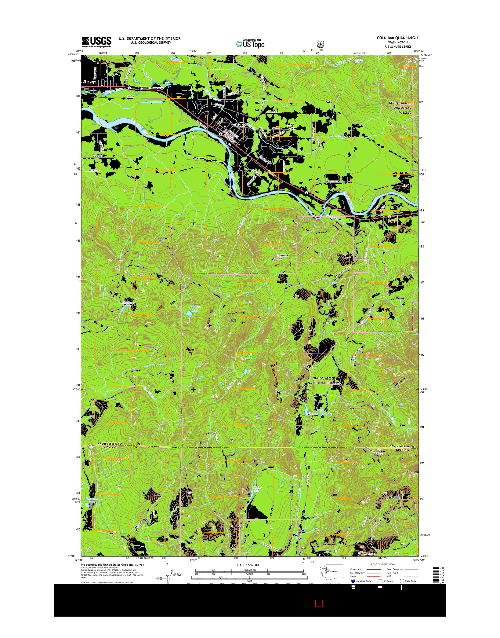 USGS US TOPO 7.5-MINUTE MAP FOR GOLD BAR, WA 2017