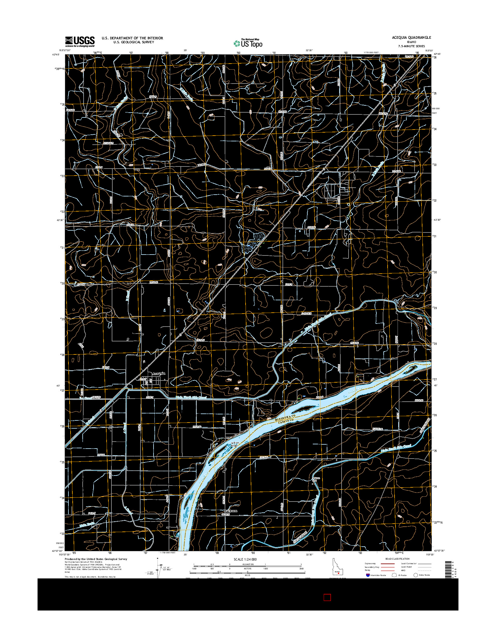 USGS US TOPO 7.5-MINUTE MAP FOR ACEQUIA, ID 2017