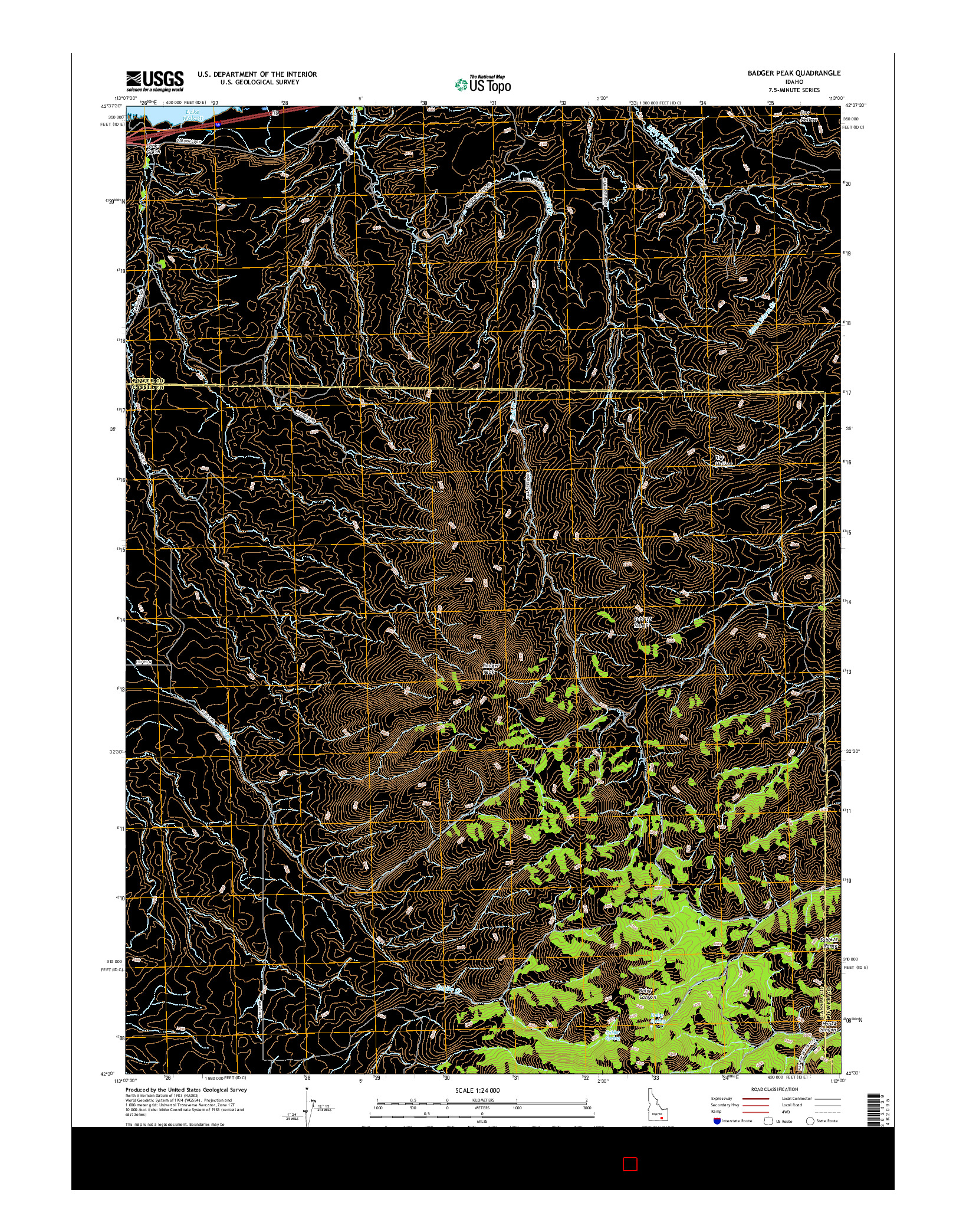 USGS US TOPO 7.5-MINUTE MAP FOR BADGER PEAK, ID 2017