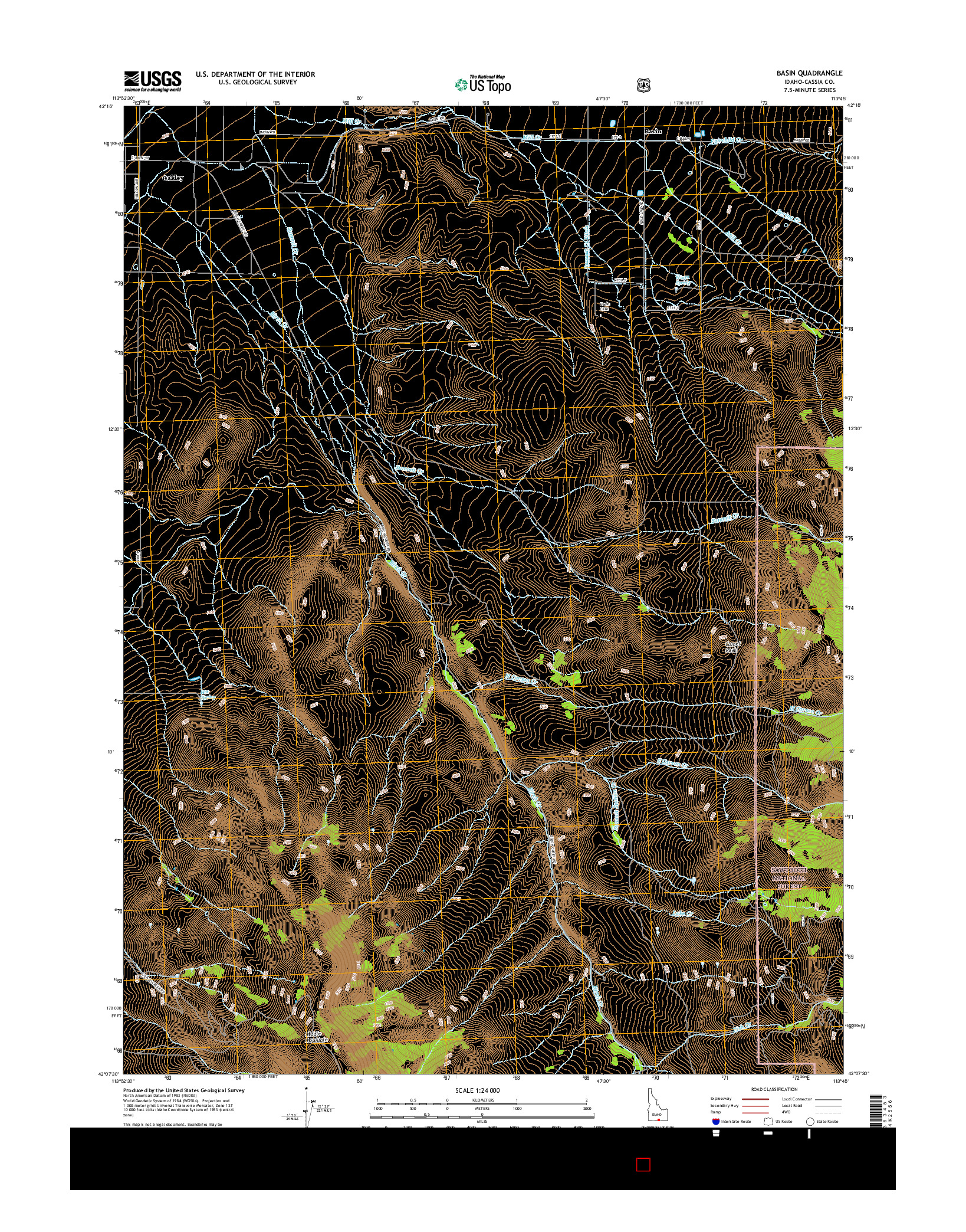 USGS US TOPO 7.5-MINUTE MAP FOR BASIN, ID 2017