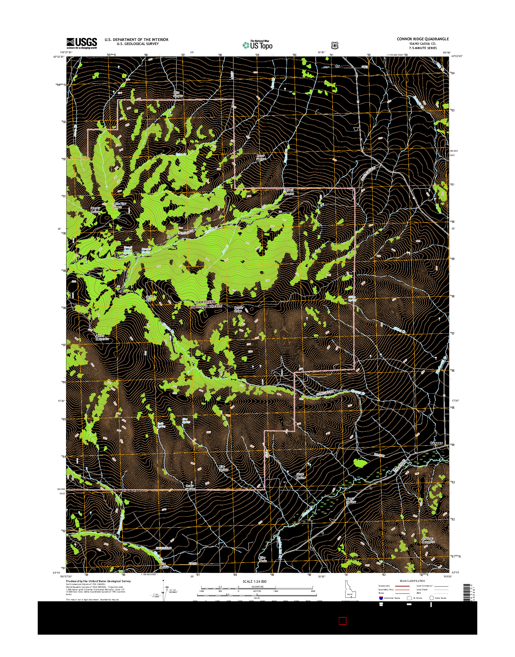 USGS US TOPO 7.5-MINUTE MAP FOR CONNOR RIDGE, ID 2017