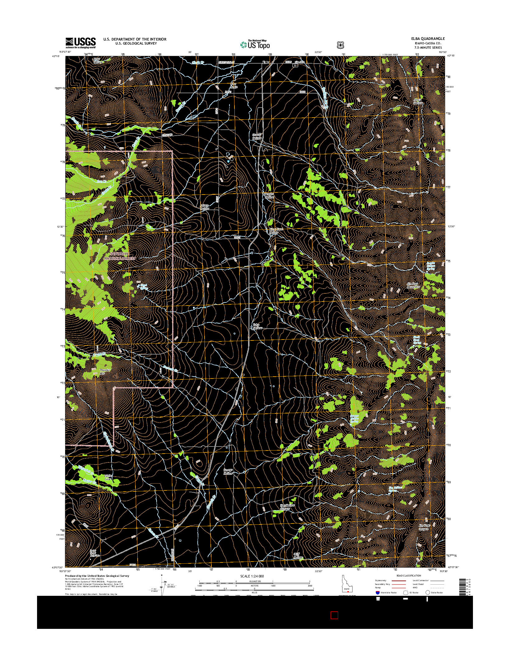 USGS US TOPO 7.5-MINUTE MAP FOR ELBA, ID 2017