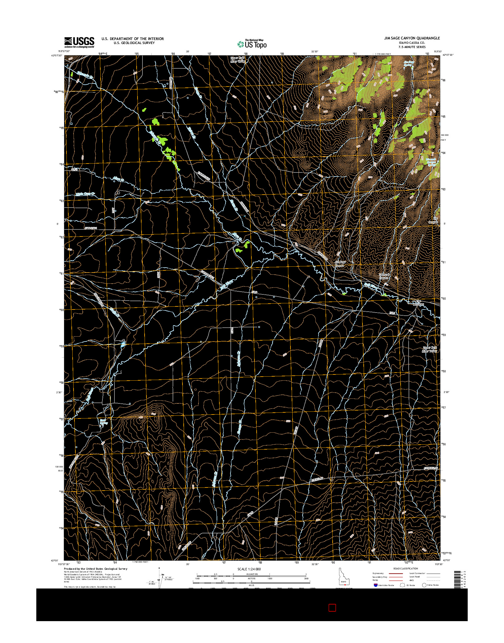 USGS US TOPO 7.5-MINUTE MAP FOR JIM SAGE CANYON, ID 2017