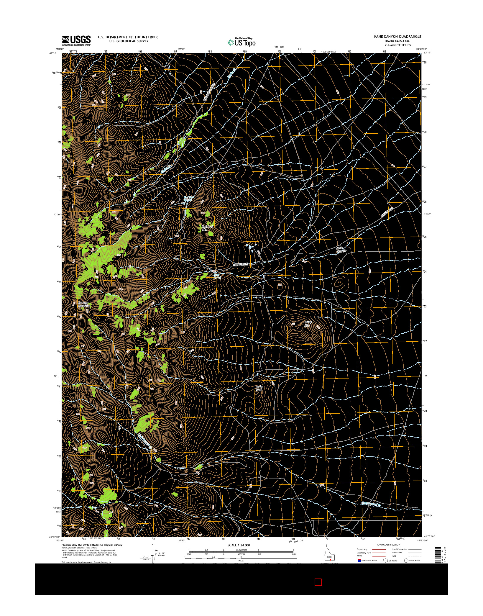 USGS US TOPO 7.5-MINUTE MAP FOR KANE CANYON, ID 2017