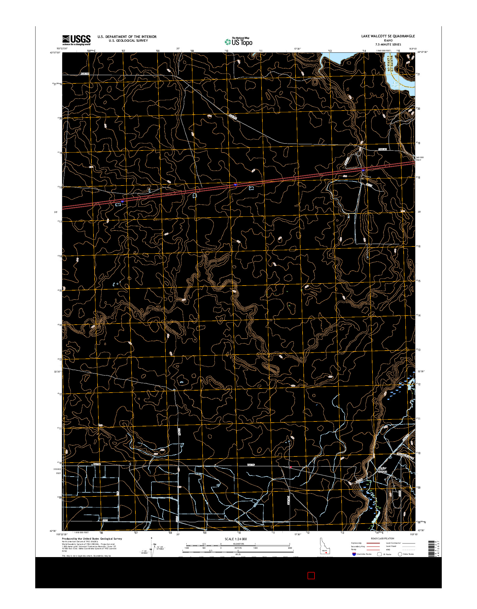 USGS US TOPO 7.5-MINUTE MAP FOR LAKE WALCOTT SE, ID 2017