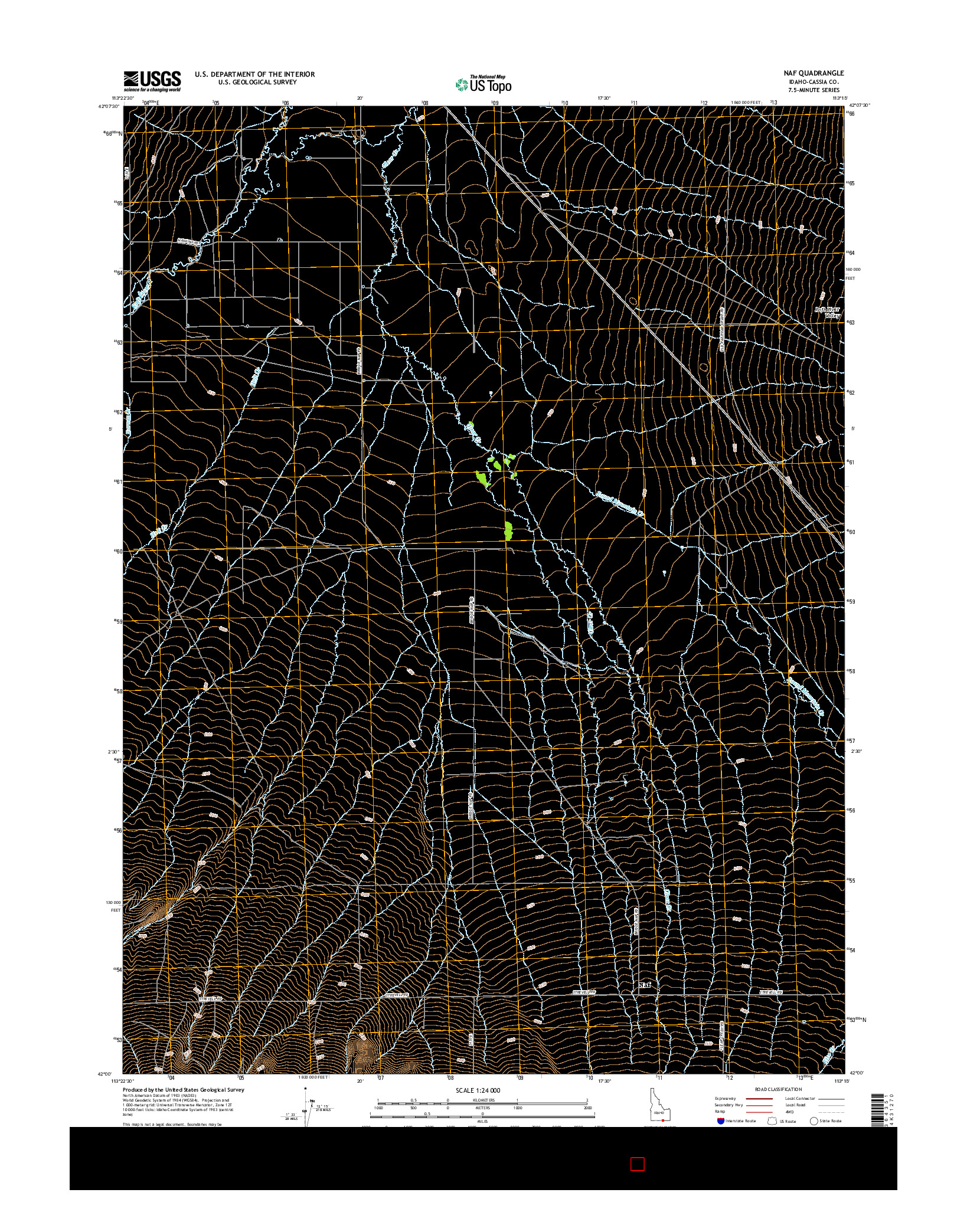 USGS US TOPO 7.5-MINUTE MAP FOR NAF, ID 2017