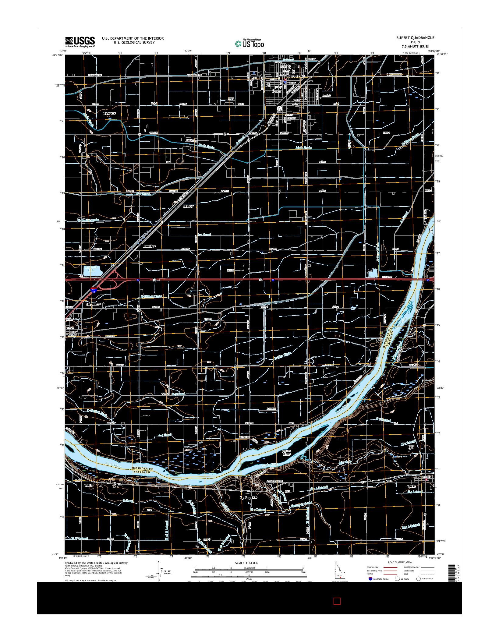 USGS US TOPO 7.5-MINUTE MAP FOR RUPERT, ID 2017