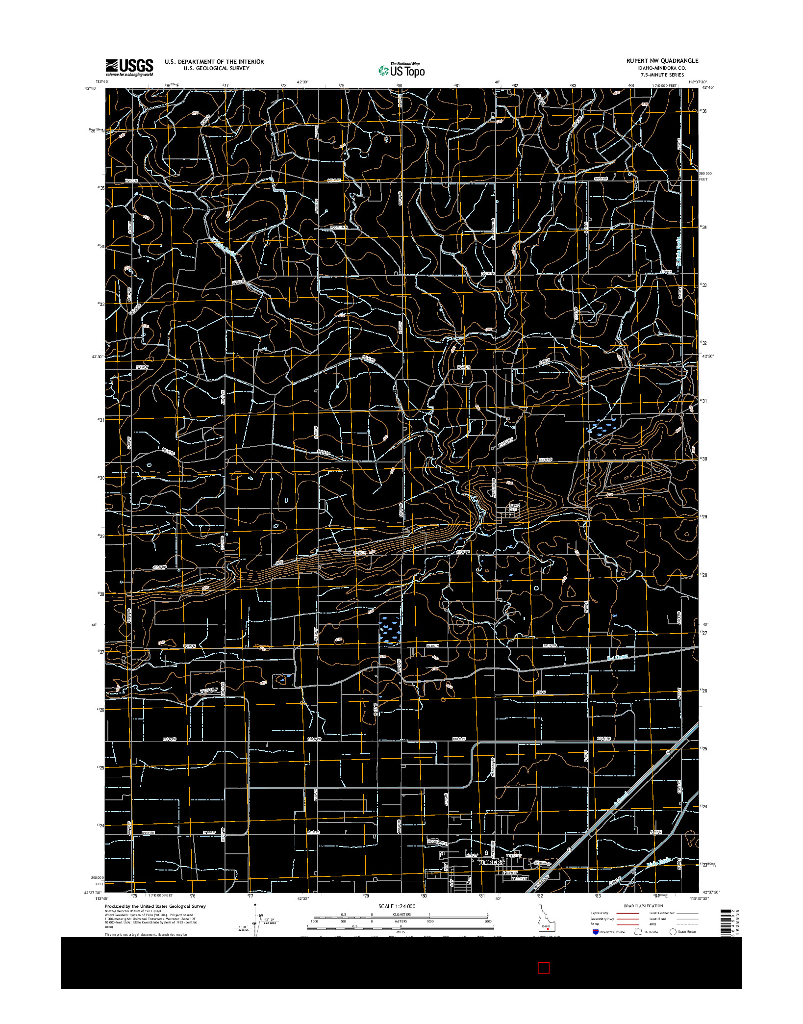 USGS US TOPO 7.5-MINUTE MAP FOR RUPERT NW, ID 2017