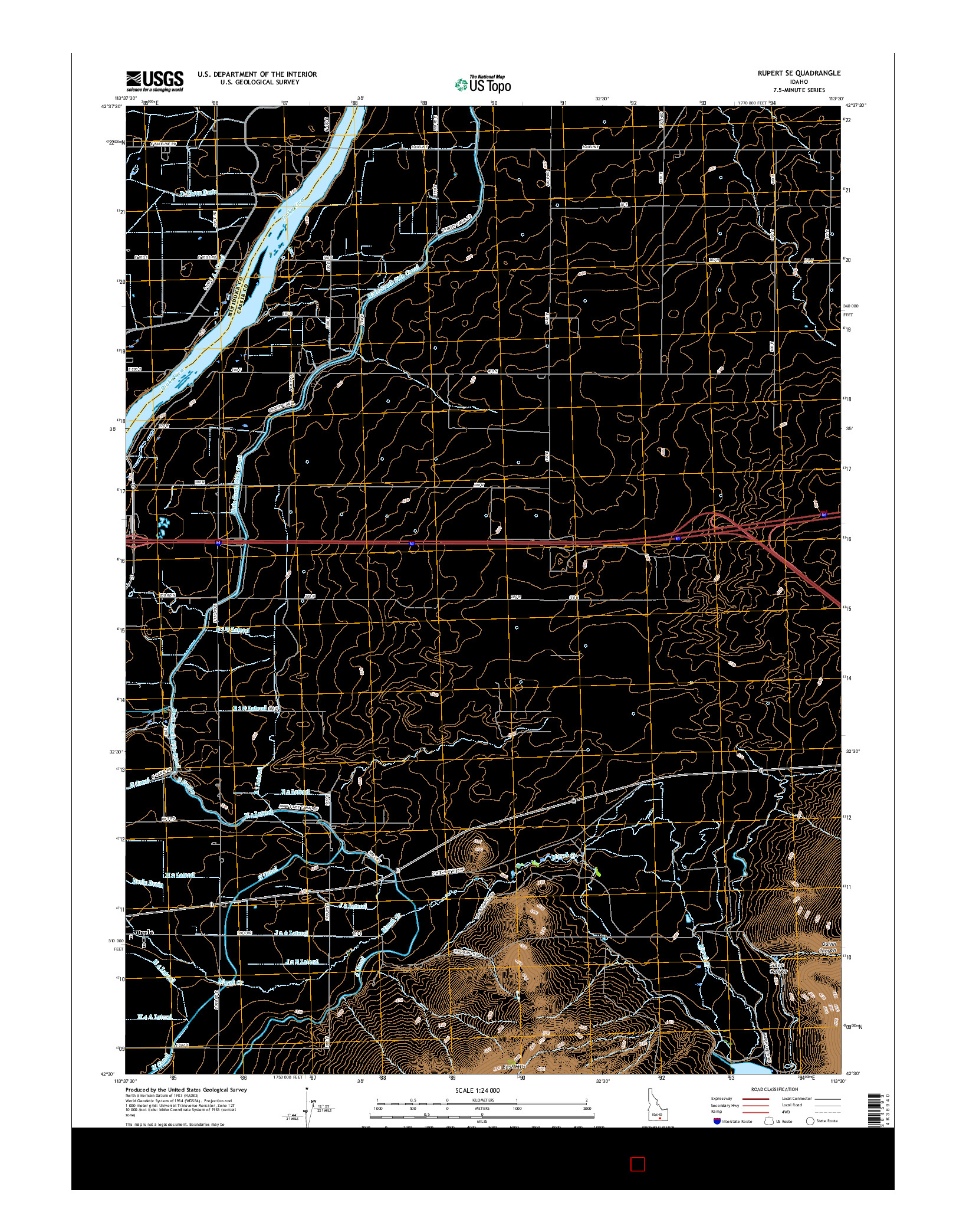 USGS US TOPO 7.5-MINUTE MAP FOR RUPERT SE, ID 2017