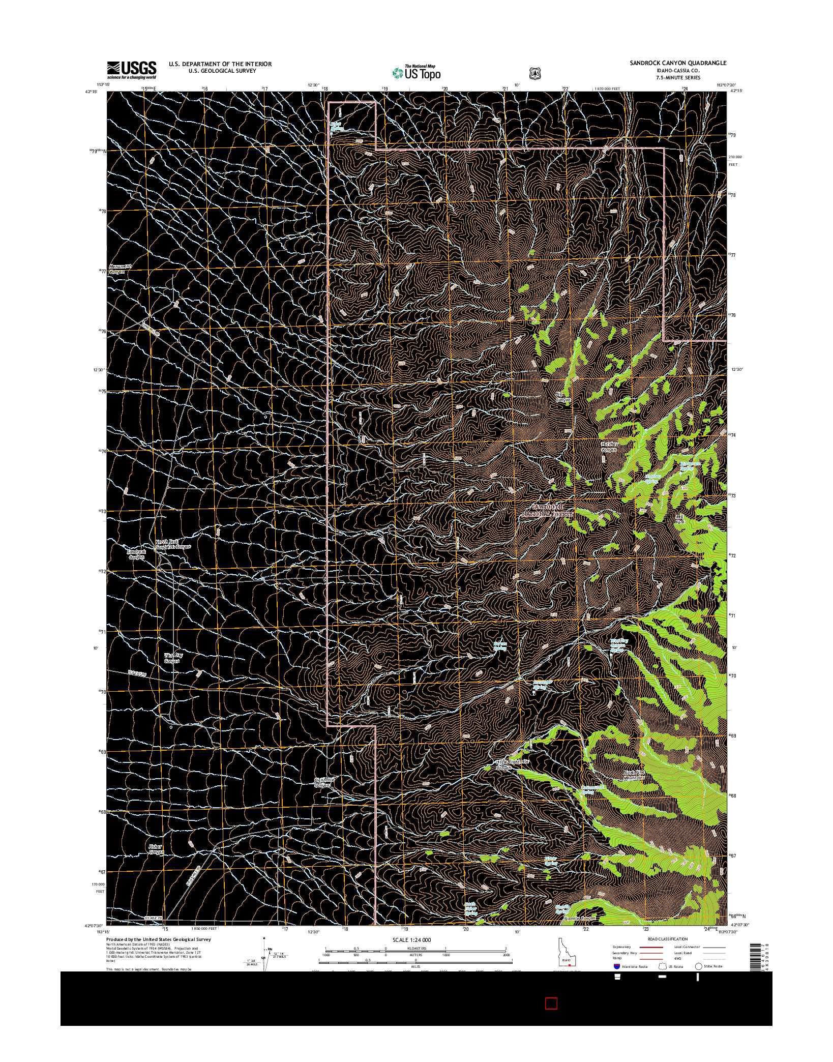 USGS US TOPO 7.5-MINUTE MAP FOR SANDROCK CANYON, ID 2017