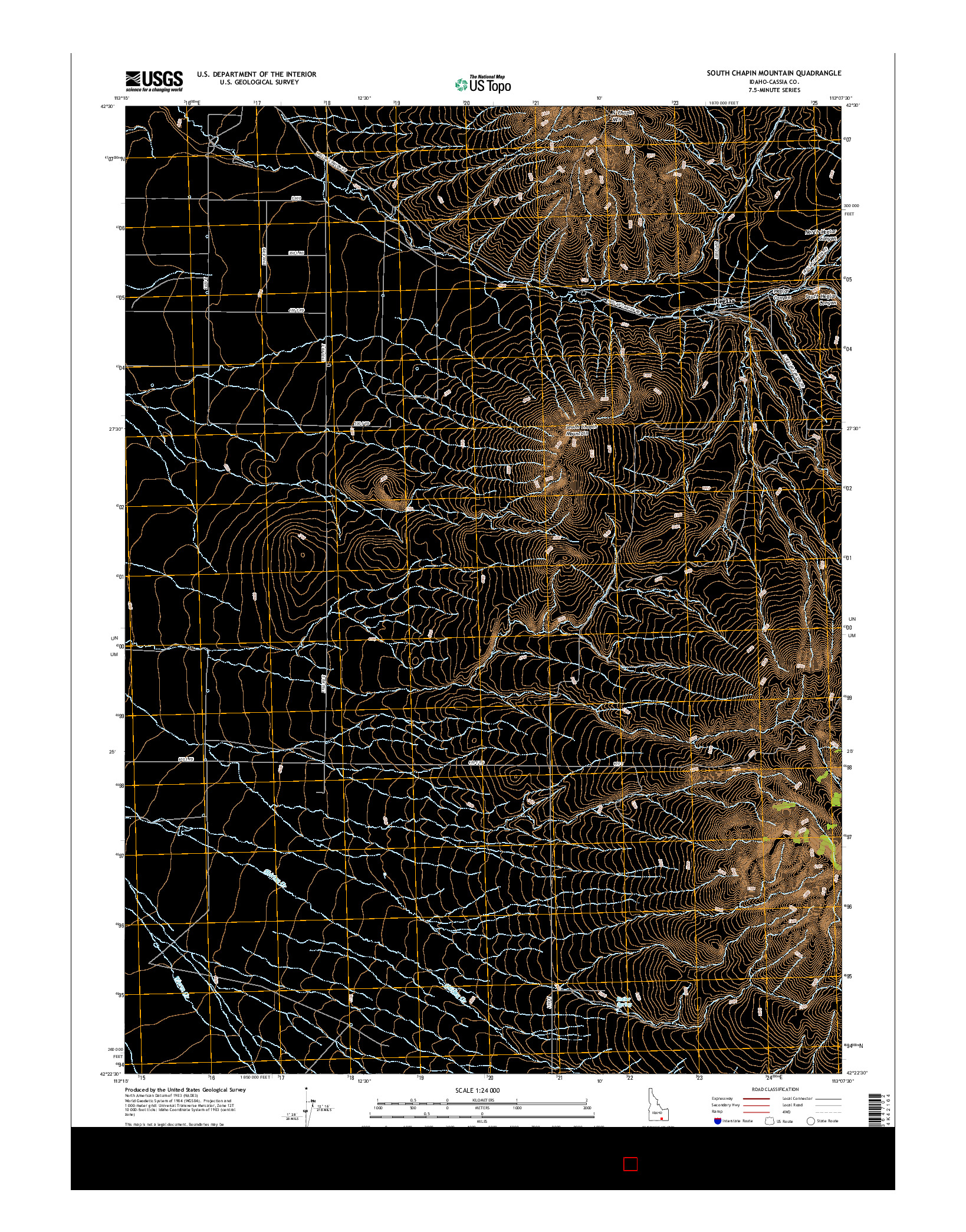 USGS US TOPO 7.5-MINUTE MAP FOR SOUTH CHAPIN MOUNTAIN, ID 2017