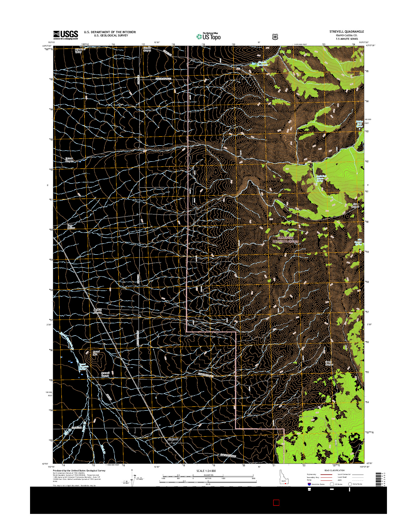 USGS US TOPO 7.5-MINUTE MAP FOR STREVELL, ID 2017