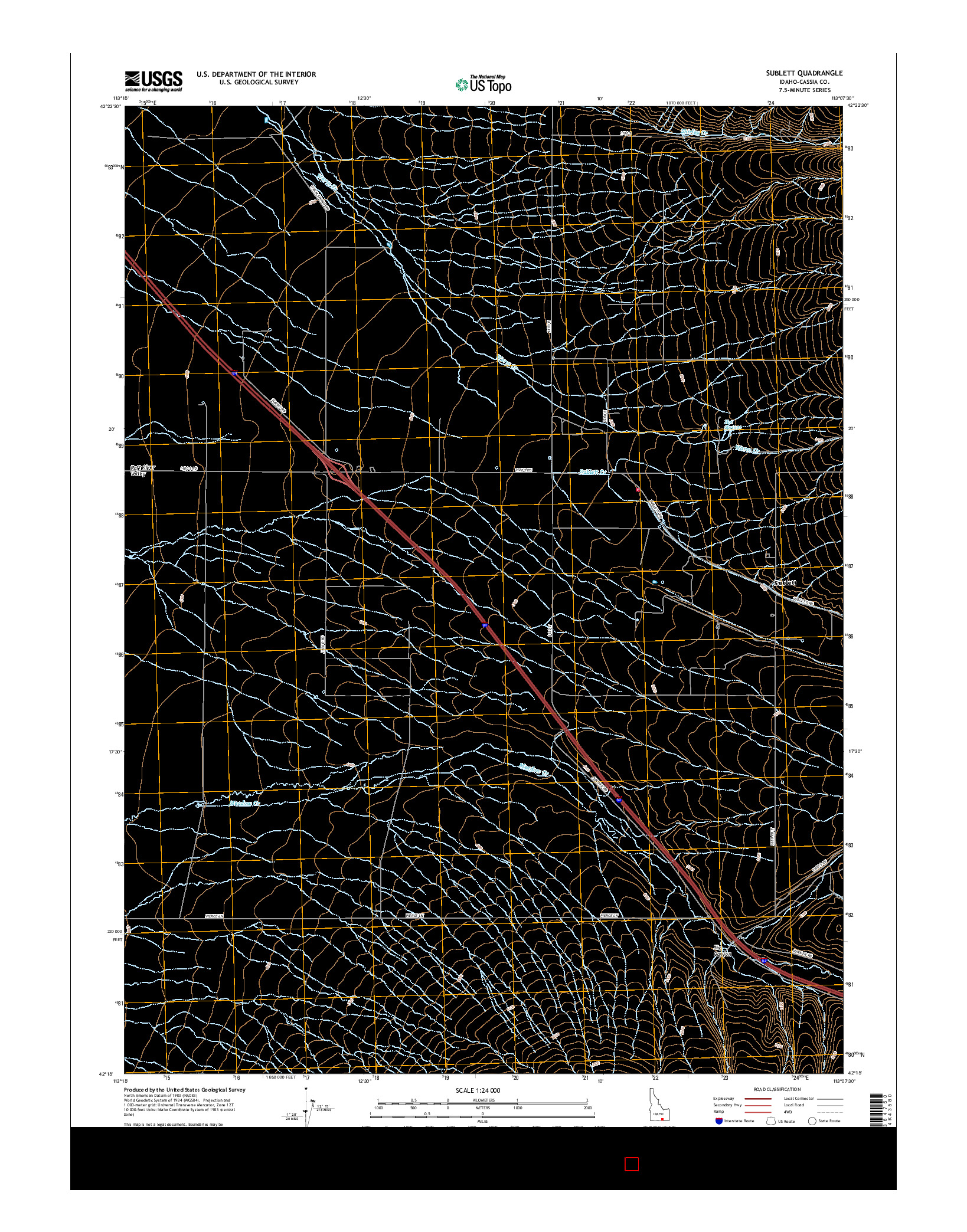 USGS US TOPO 7.5-MINUTE MAP FOR SUBLETT, ID 2017