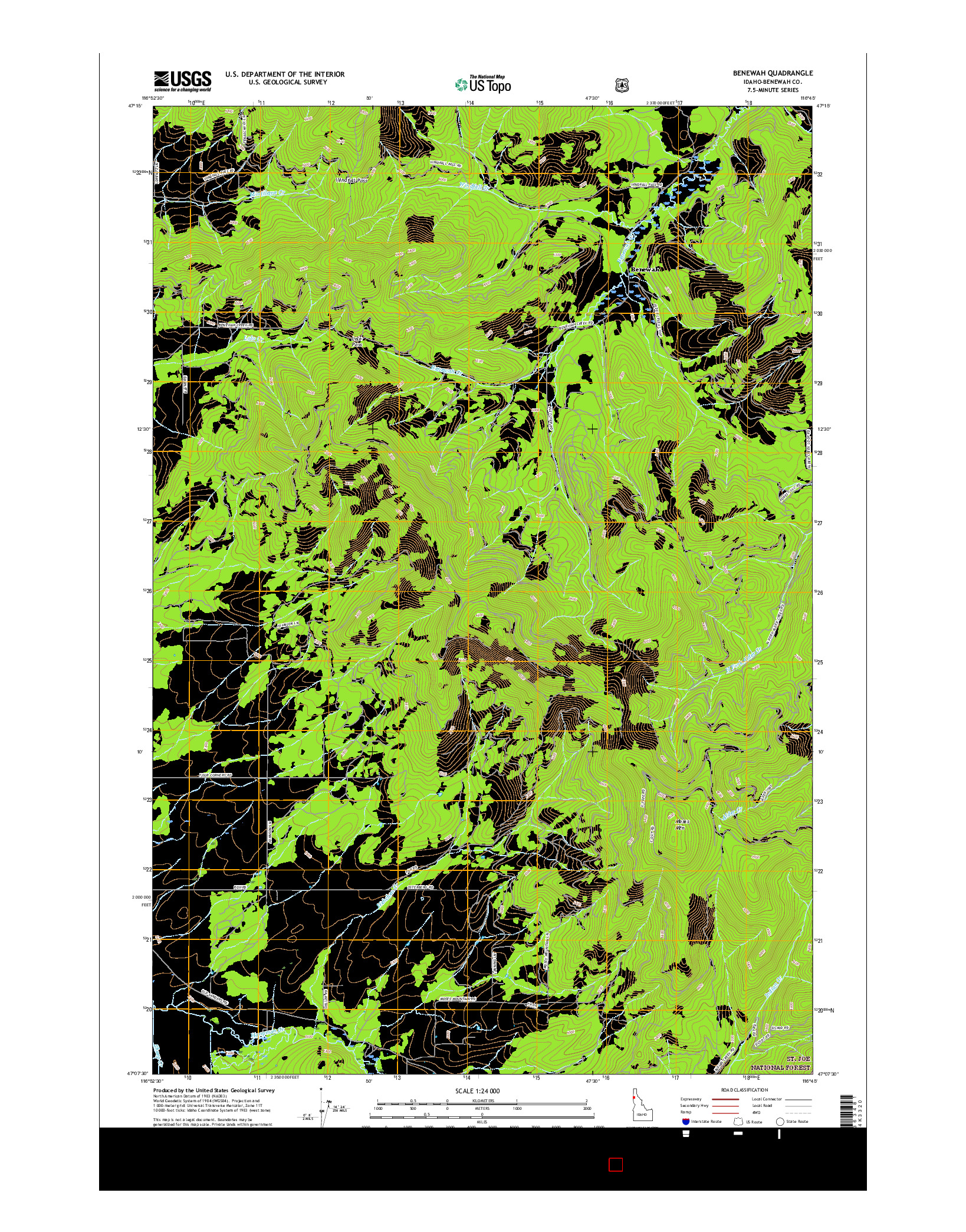 USGS US TOPO 7.5-MINUTE MAP FOR BENEWAH, ID 2017