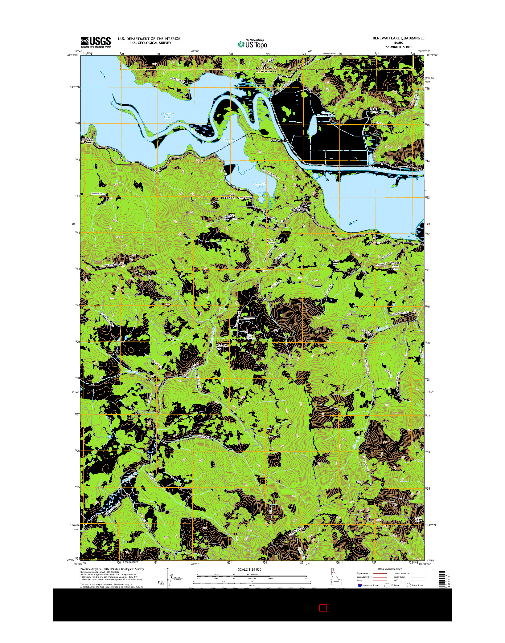 USGS US TOPO 7.5-MINUTE MAP FOR BENEWAH LAKE, ID 2017