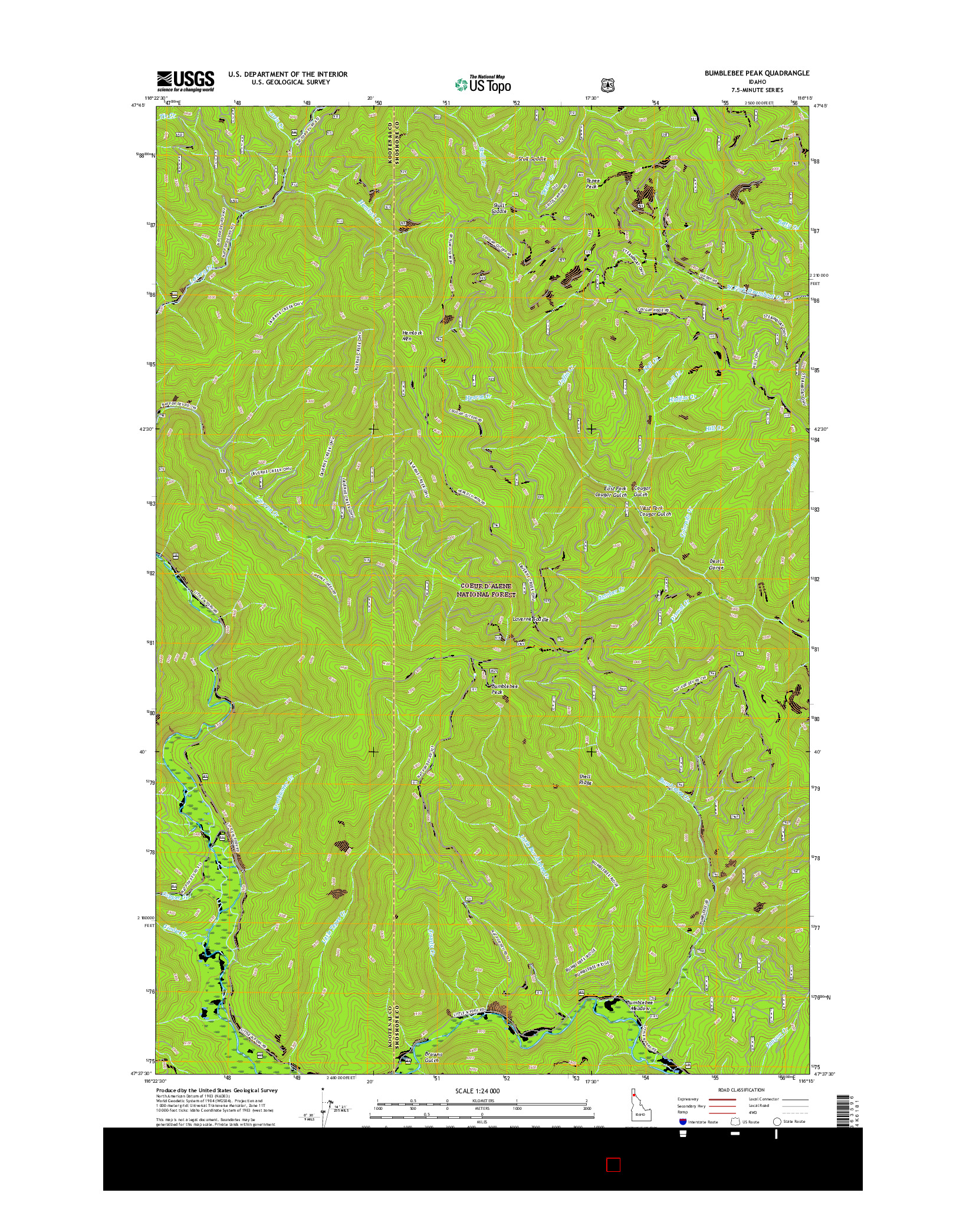 USGS US TOPO 7.5-MINUTE MAP FOR BUMBLEBEE PEAK, ID 2017