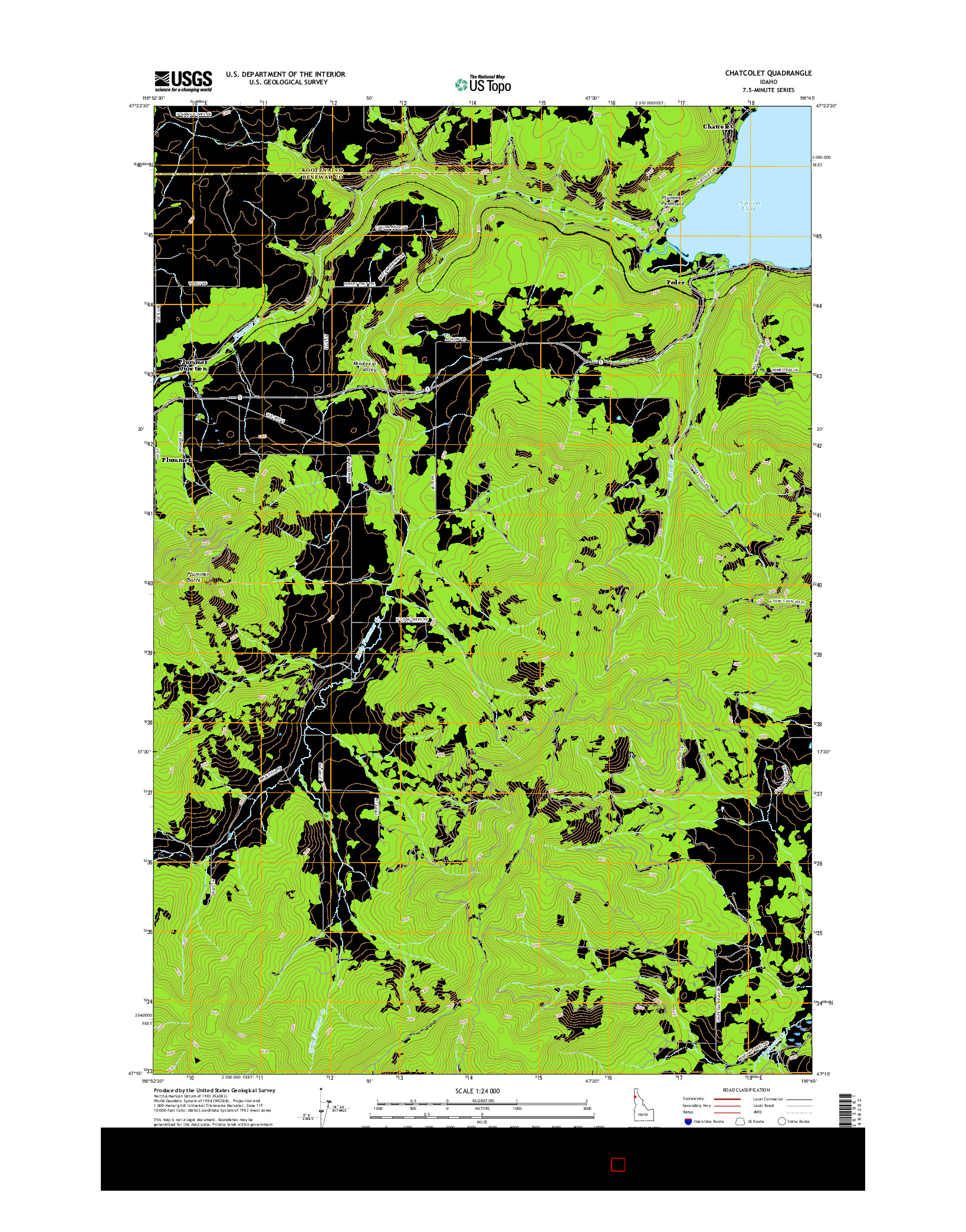 USGS US TOPO 7.5-MINUTE MAP FOR CHATCOLET, ID 2017