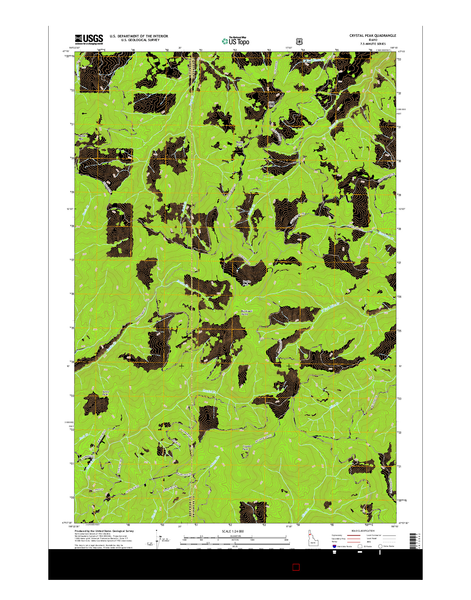 USGS US TOPO 7.5-MINUTE MAP FOR CRYSTAL PEAK, ID 2017