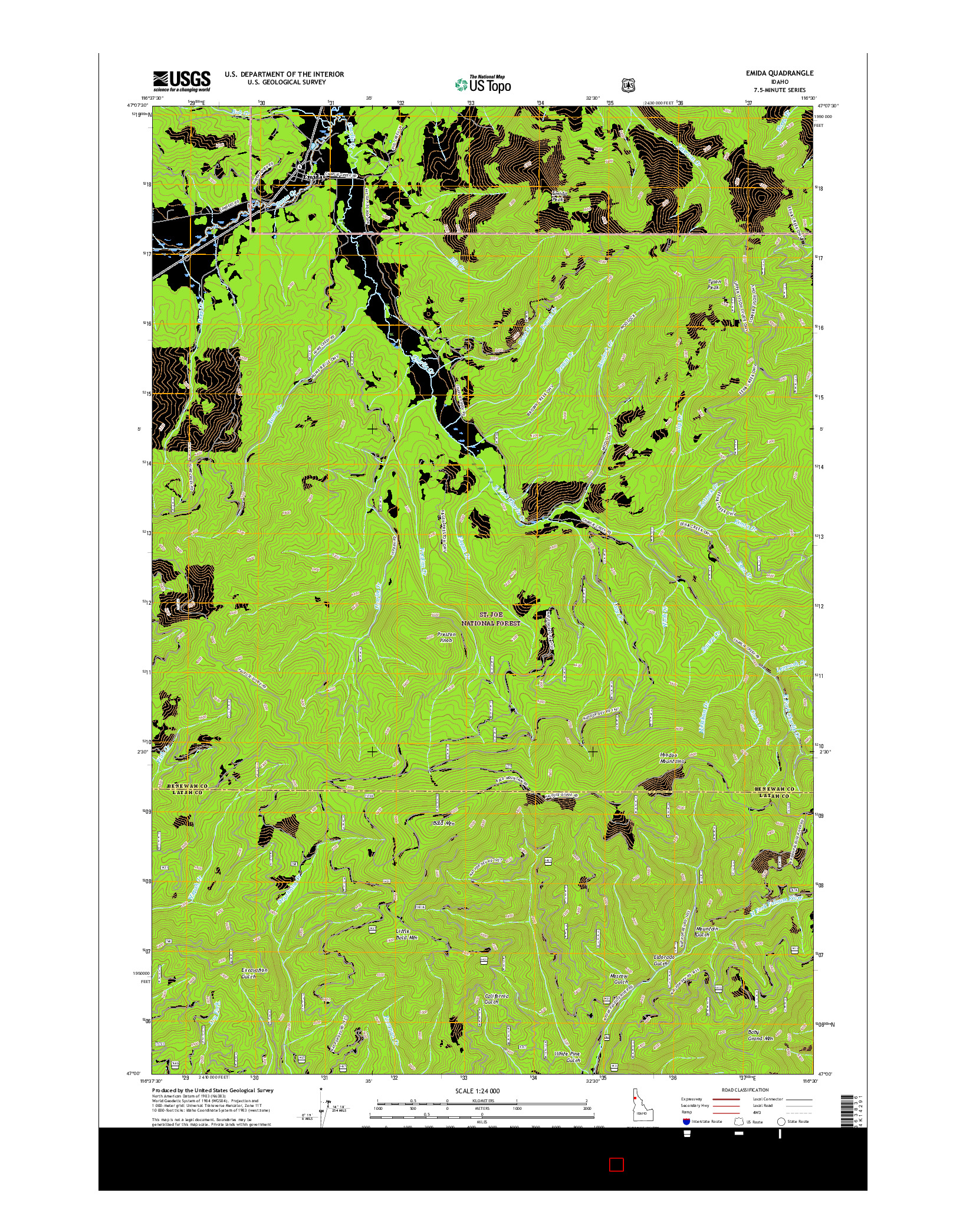 USGS US TOPO 7.5-MINUTE MAP FOR EMIDA, ID 2017