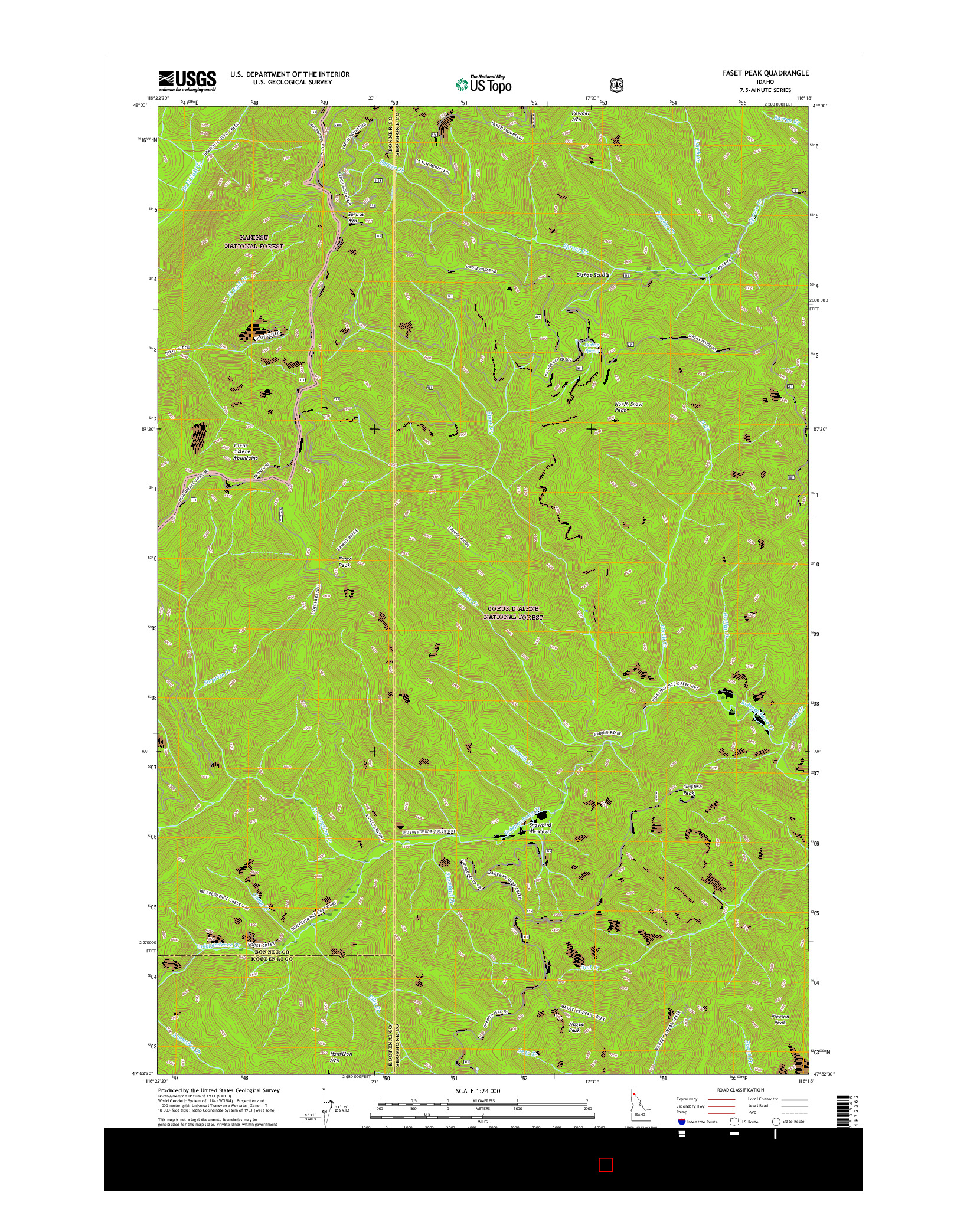 USGS US TOPO 7.5-MINUTE MAP FOR FASET PEAK, ID 2017