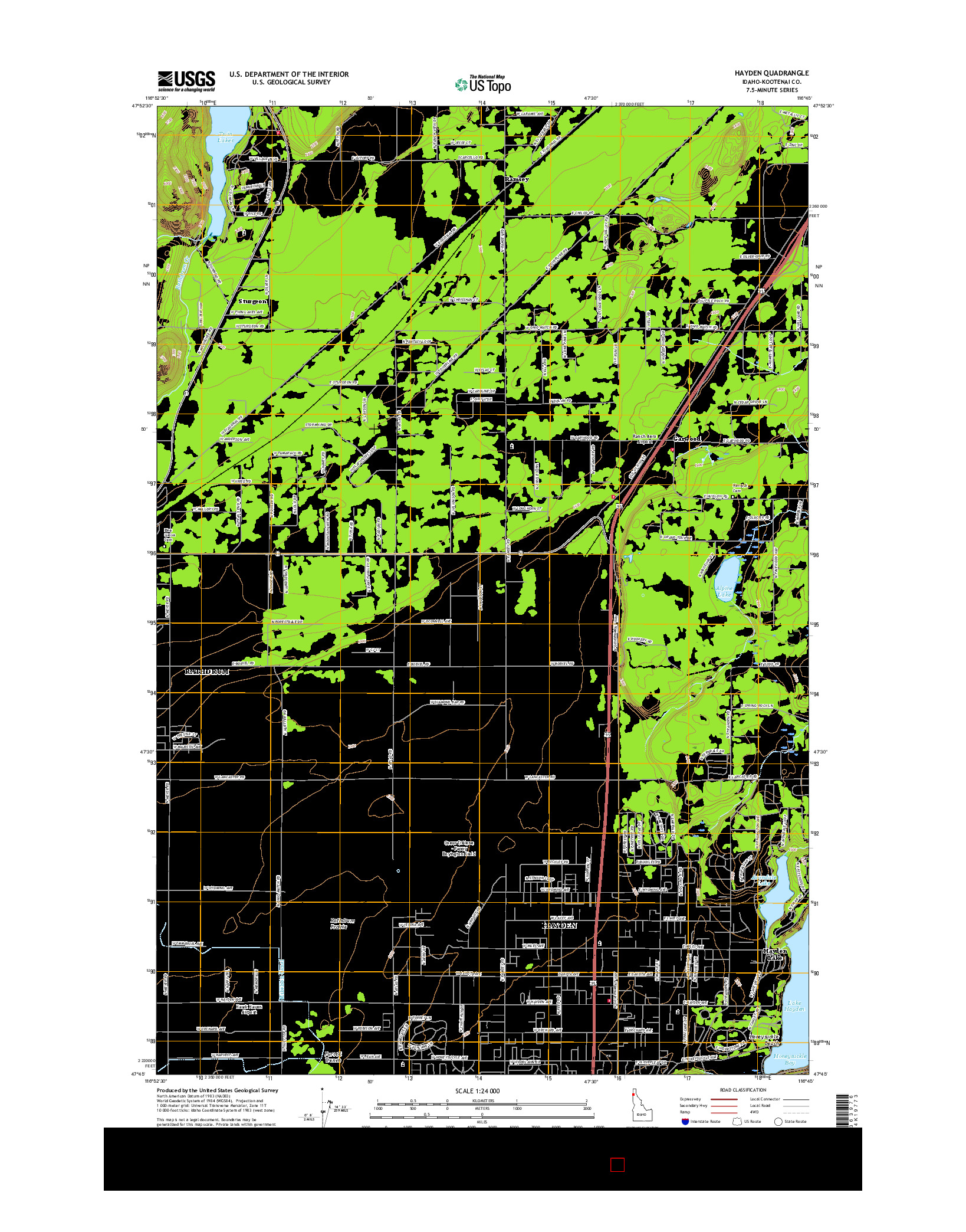 USGS US TOPO 7.5-MINUTE MAP FOR HAYDEN, ID 2017