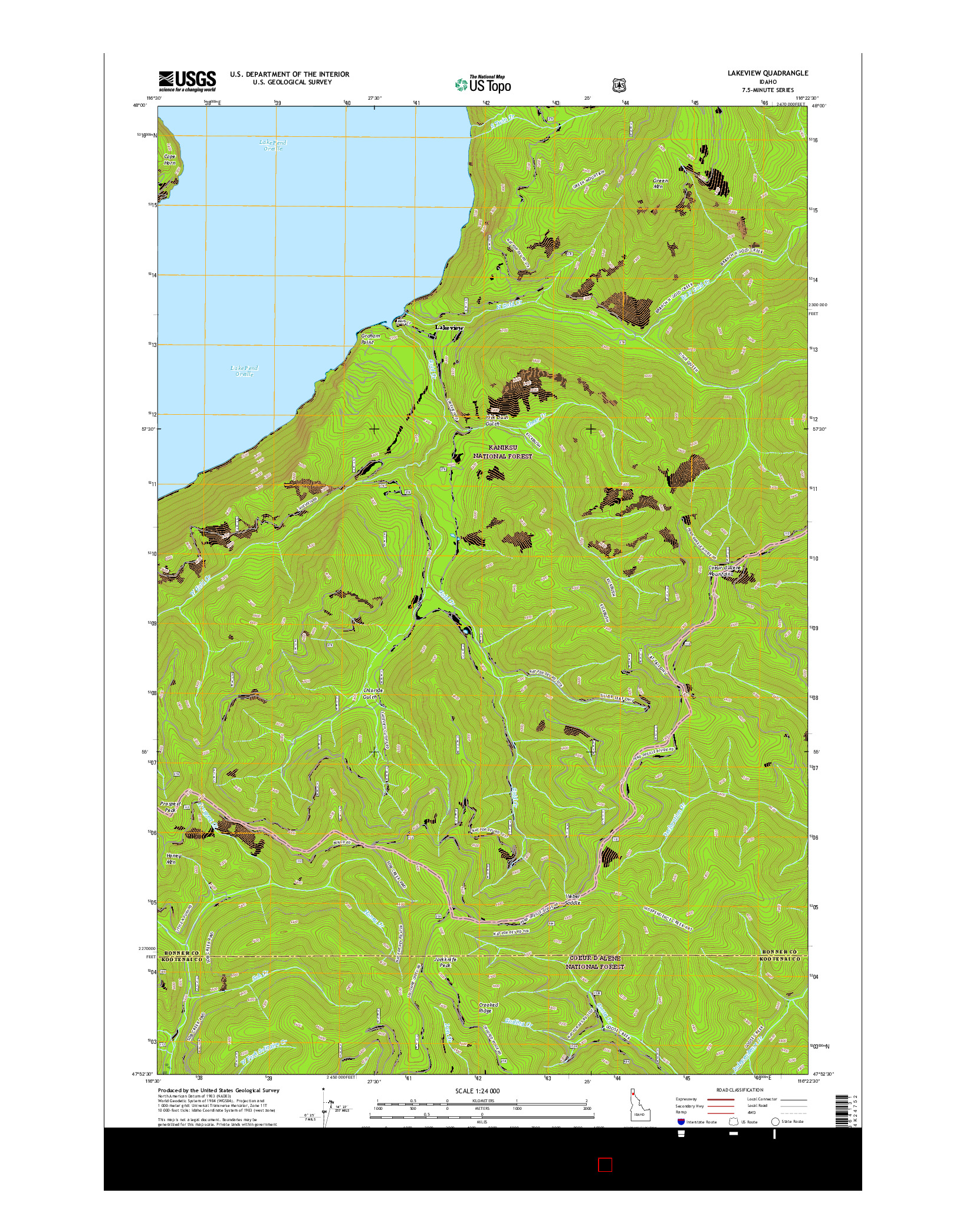 USGS US TOPO 7.5-MINUTE MAP FOR LAKEVIEW, ID 2017