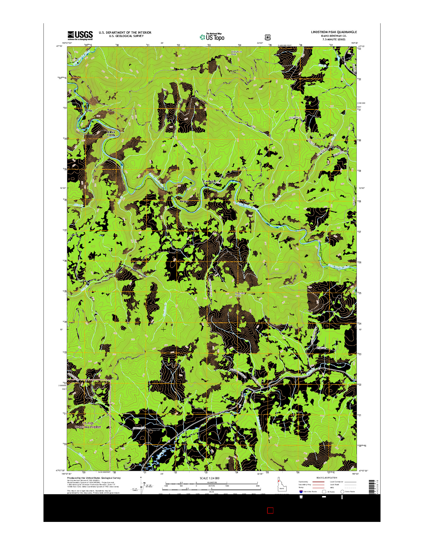 USGS US TOPO 7.5-MINUTE MAP FOR LINDSTROM PEAK, ID 2017