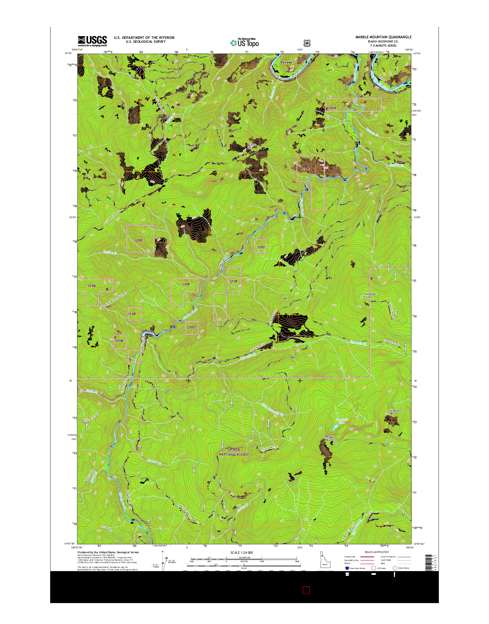 USGS US TOPO 7.5-MINUTE MAP FOR MARBLE MOUNTAIN, ID 2017