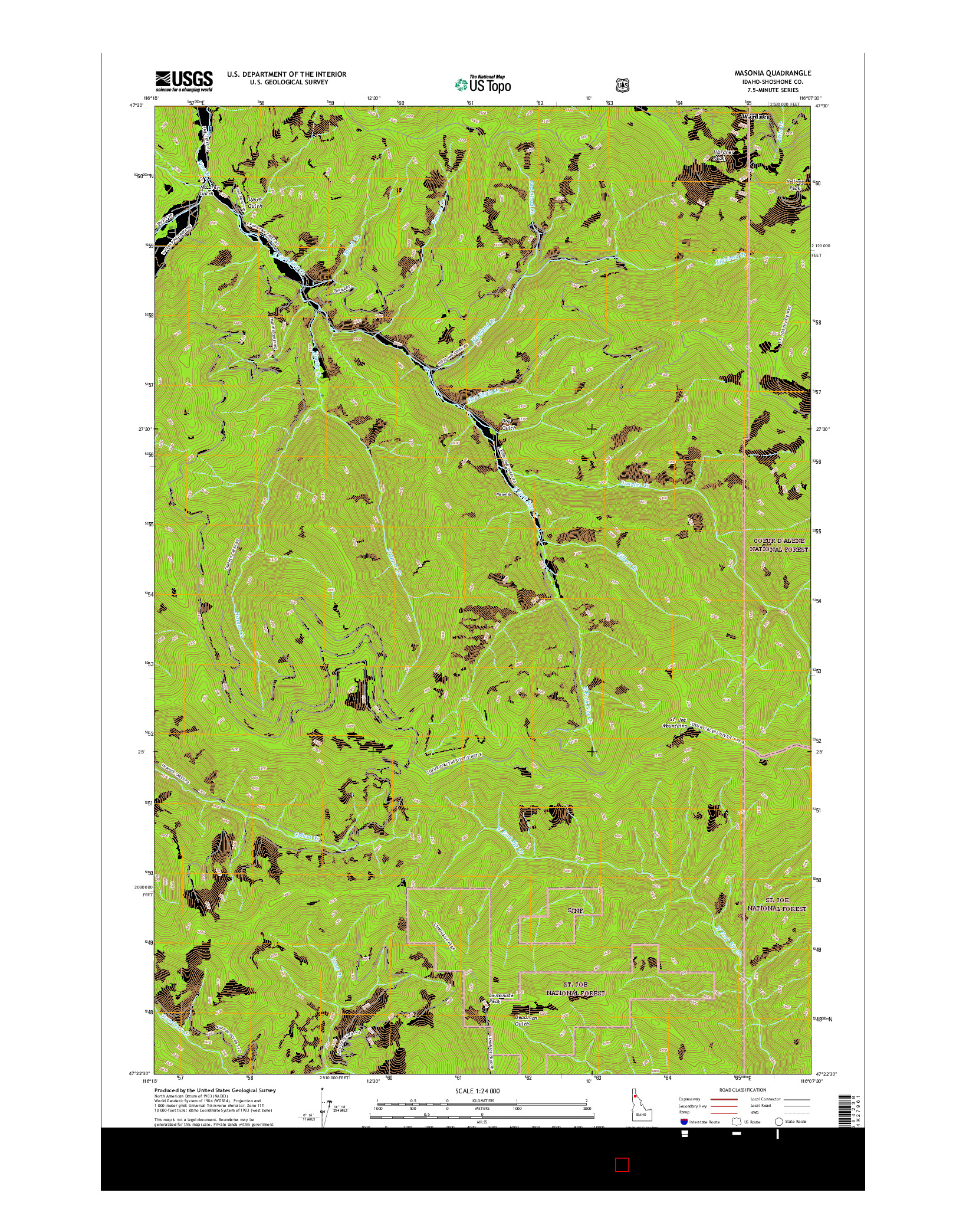 USGS US TOPO 7.5-MINUTE MAP FOR MASONIA, ID 2017