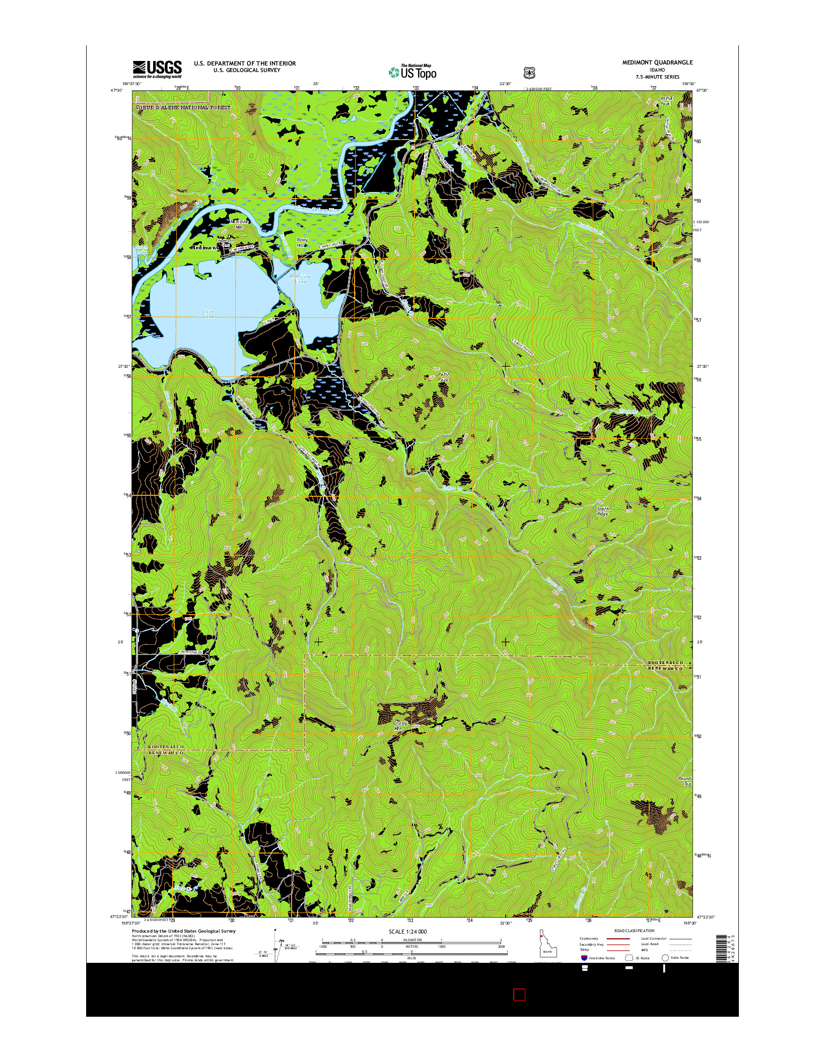 USGS US TOPO 7.5-MINUTE MAP FOR MEDIMONT, ID 2017