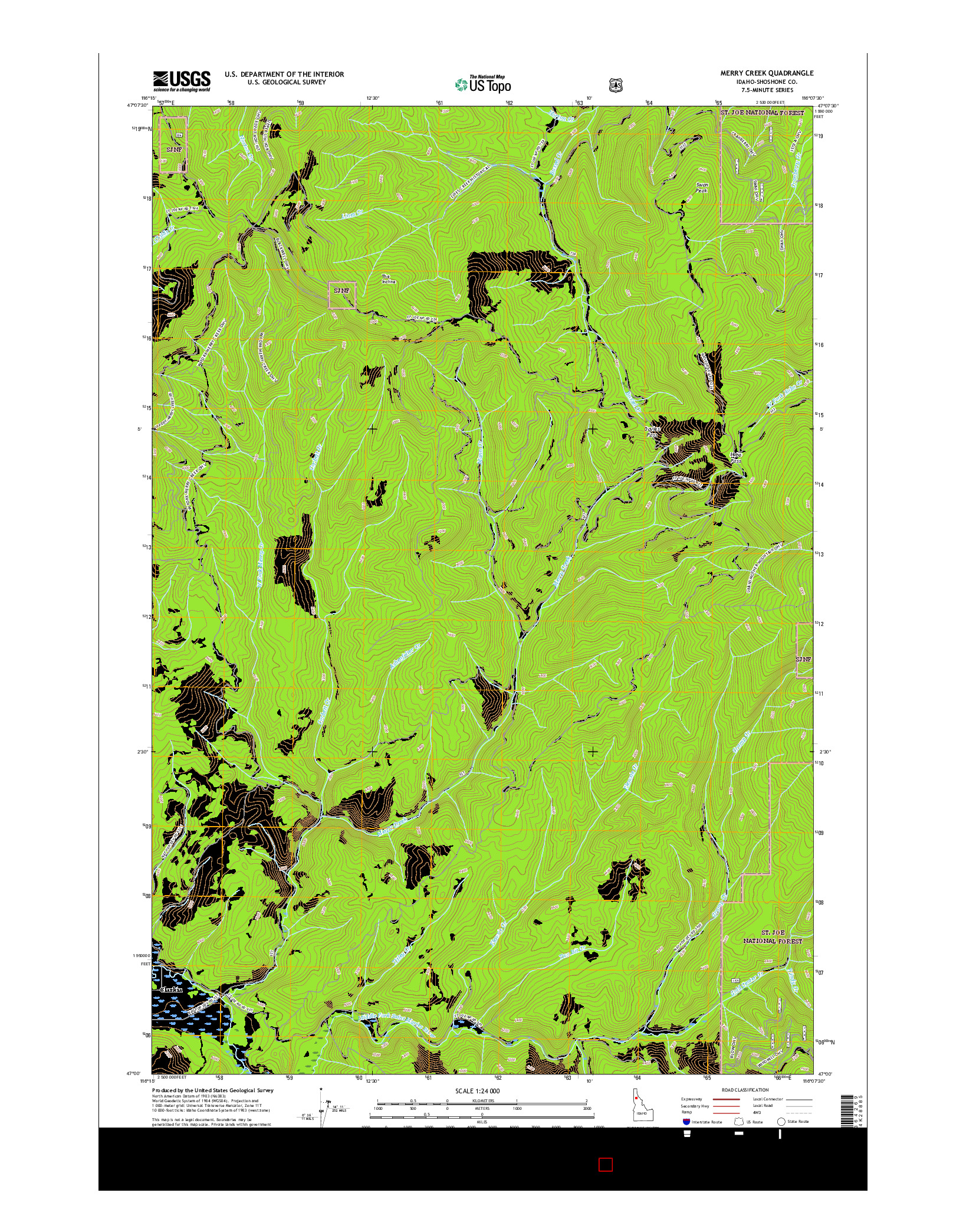 USGS US TOPO 7.5-MINUTE MAP FOR MERRY CREEK, ID 2017