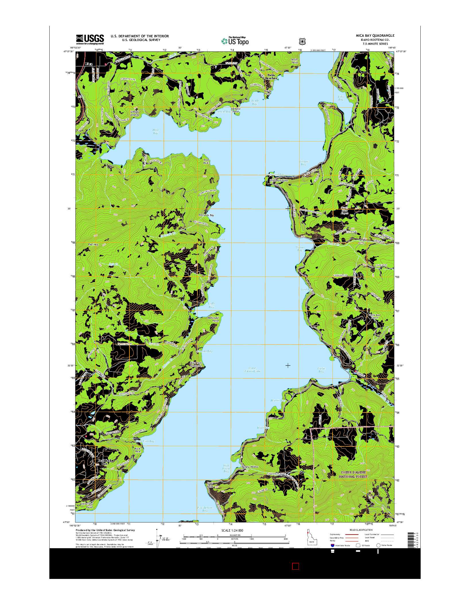 USGS US TOPO 7.5-MINUTE MAP FOR MICA BAY, ID 2017