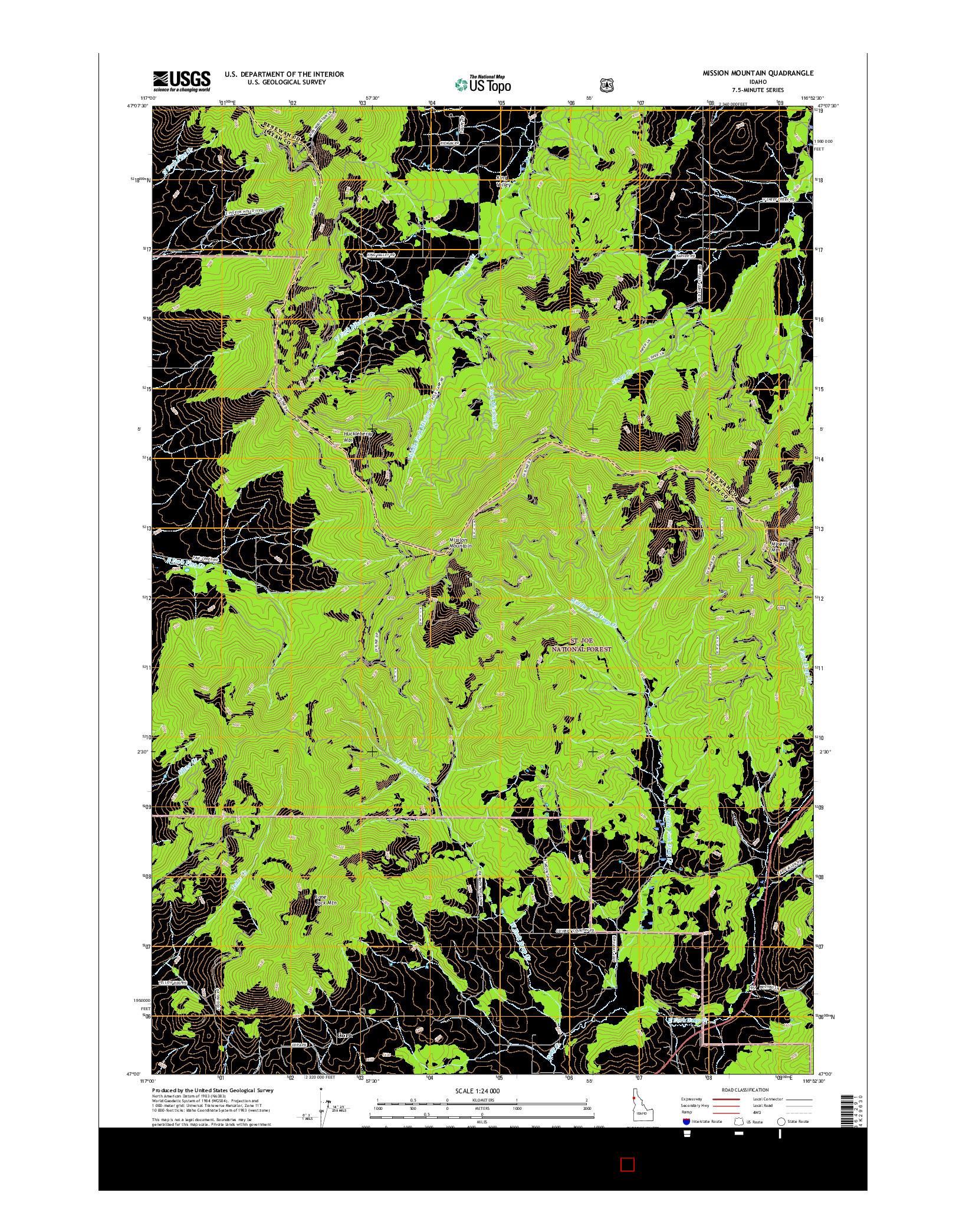 USGS US TOPO 7.5-MINUTE MAP FOR MISSION MOUNTAIN, ID 2017