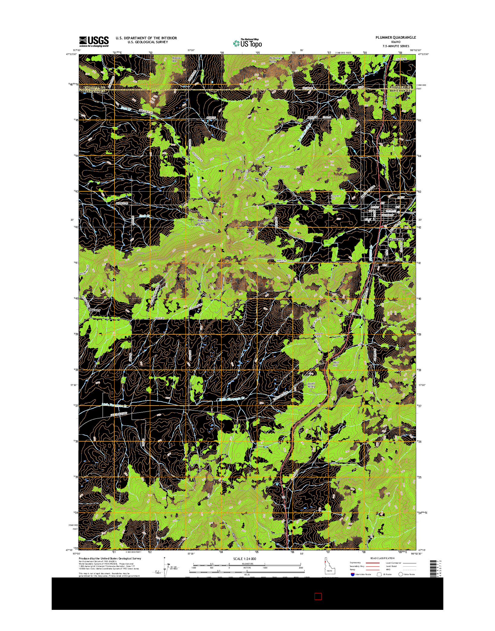 USGS US TOPO 7.5-MINUTE MAP FOR PLUMMER, ID 2017