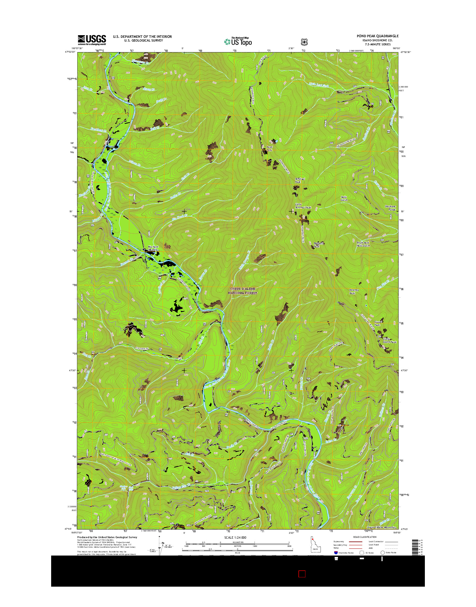USGS US TOPO 7.5-MINUTE MAP FOR POND PEAK, ID 2017