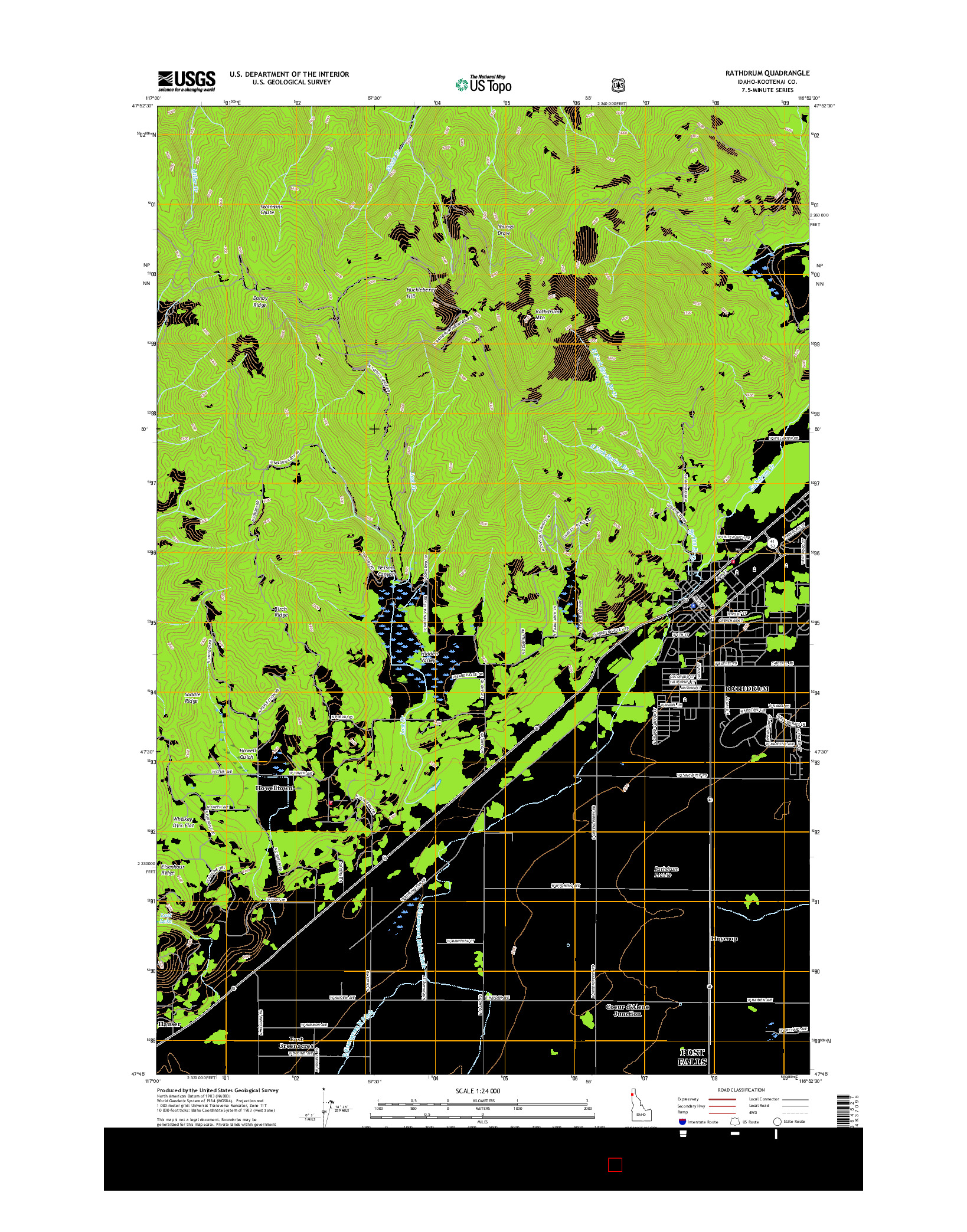 USGS US TOPO 7.5-MINUTE MAP FOR RATHDRUM, ID 2017