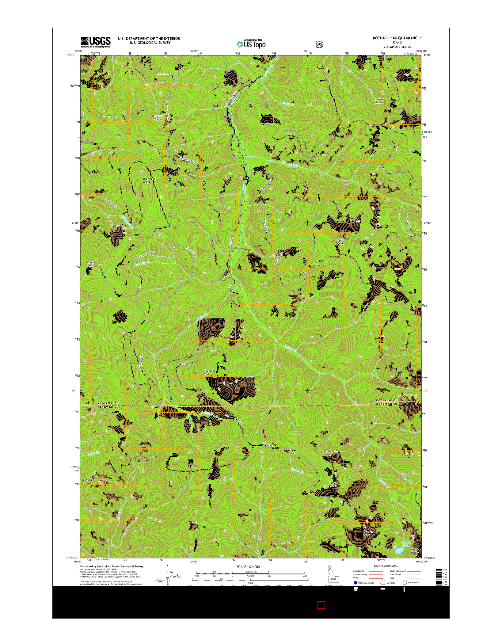 USGS US TOPO 7.5-MINUTE MAP FOR ROCHAT PEAK, ID 2017