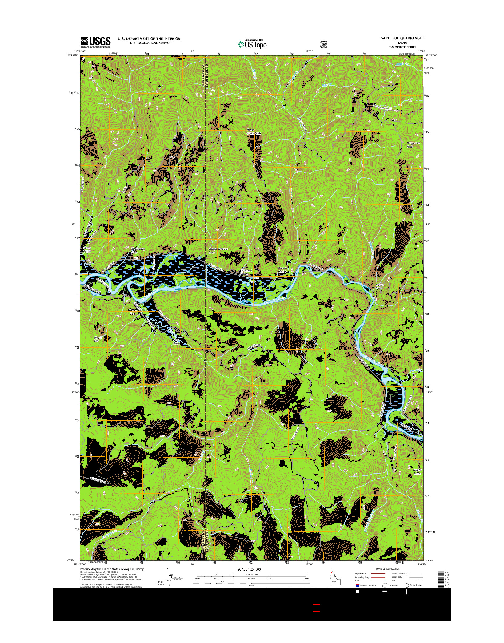 USGS US TOPO 7.5-MINUTE MAP FOR SAINT JOE, ID 2017