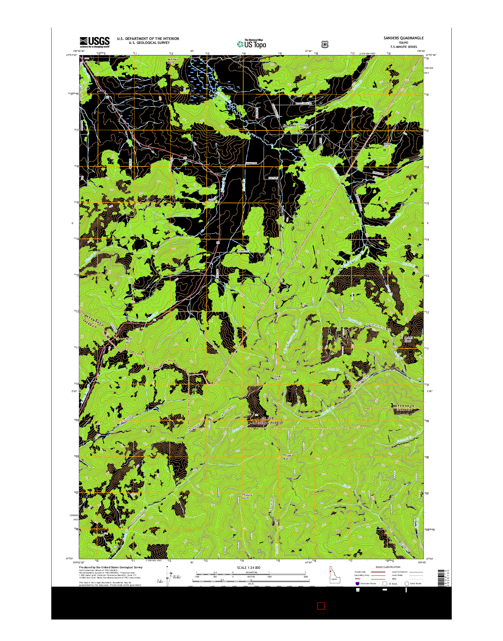 USGS US TOPO 7.5-MINUTE MAP FOR SANDERS, ID 2017