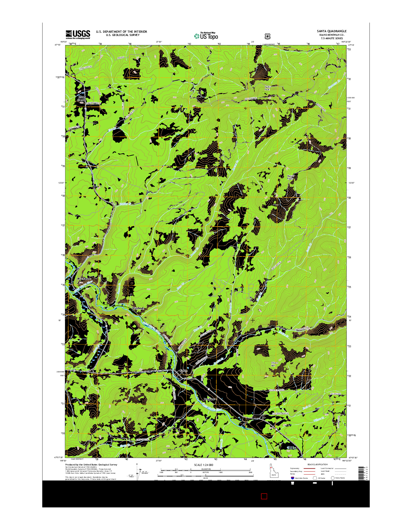 USGS US TOPO 7.5-MINUTE MAP FOR SANTA, ID 2017