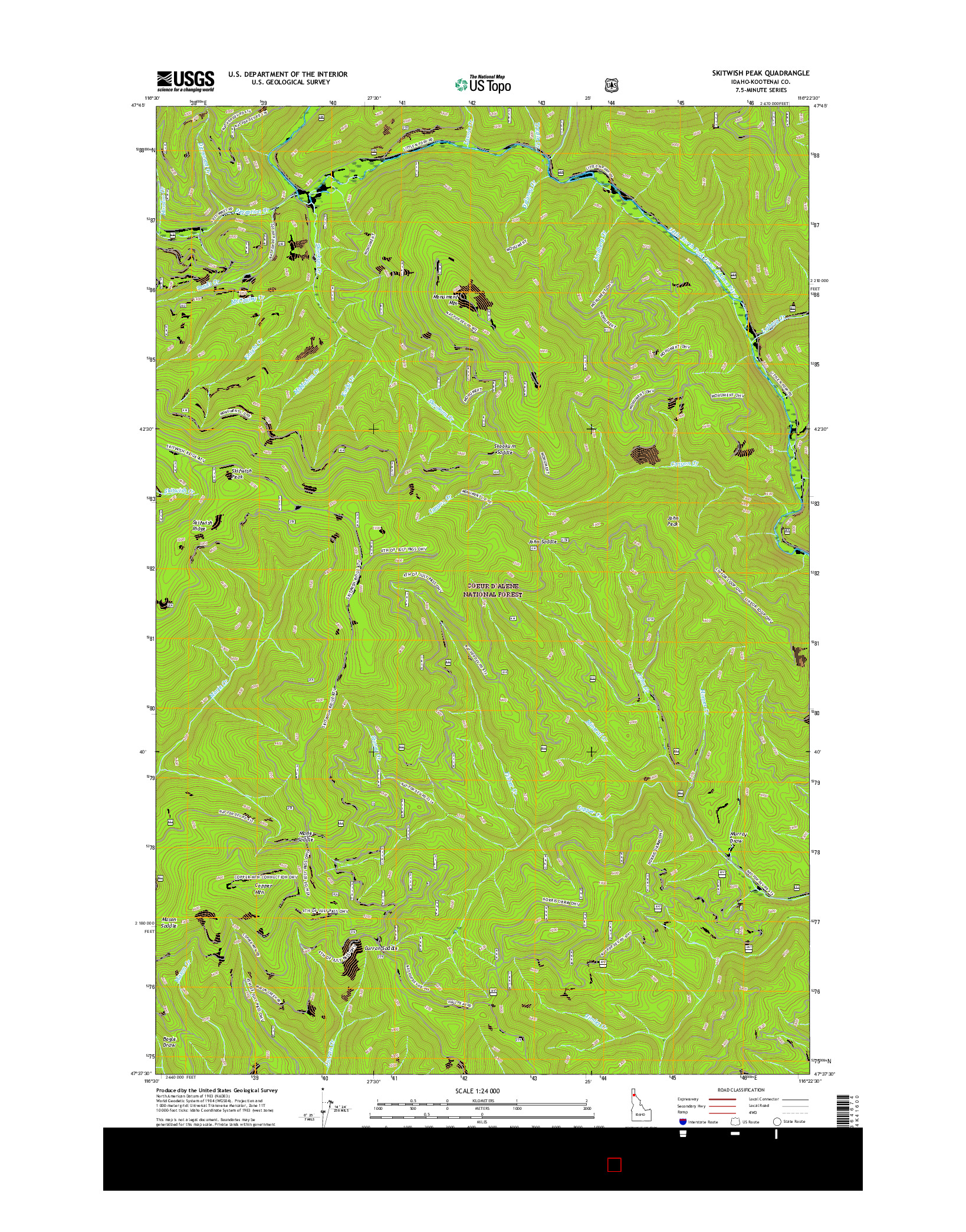 USGS US TOPO 7.5-MINUTE MAP FOR SKITWISH PEAK, ID 2017