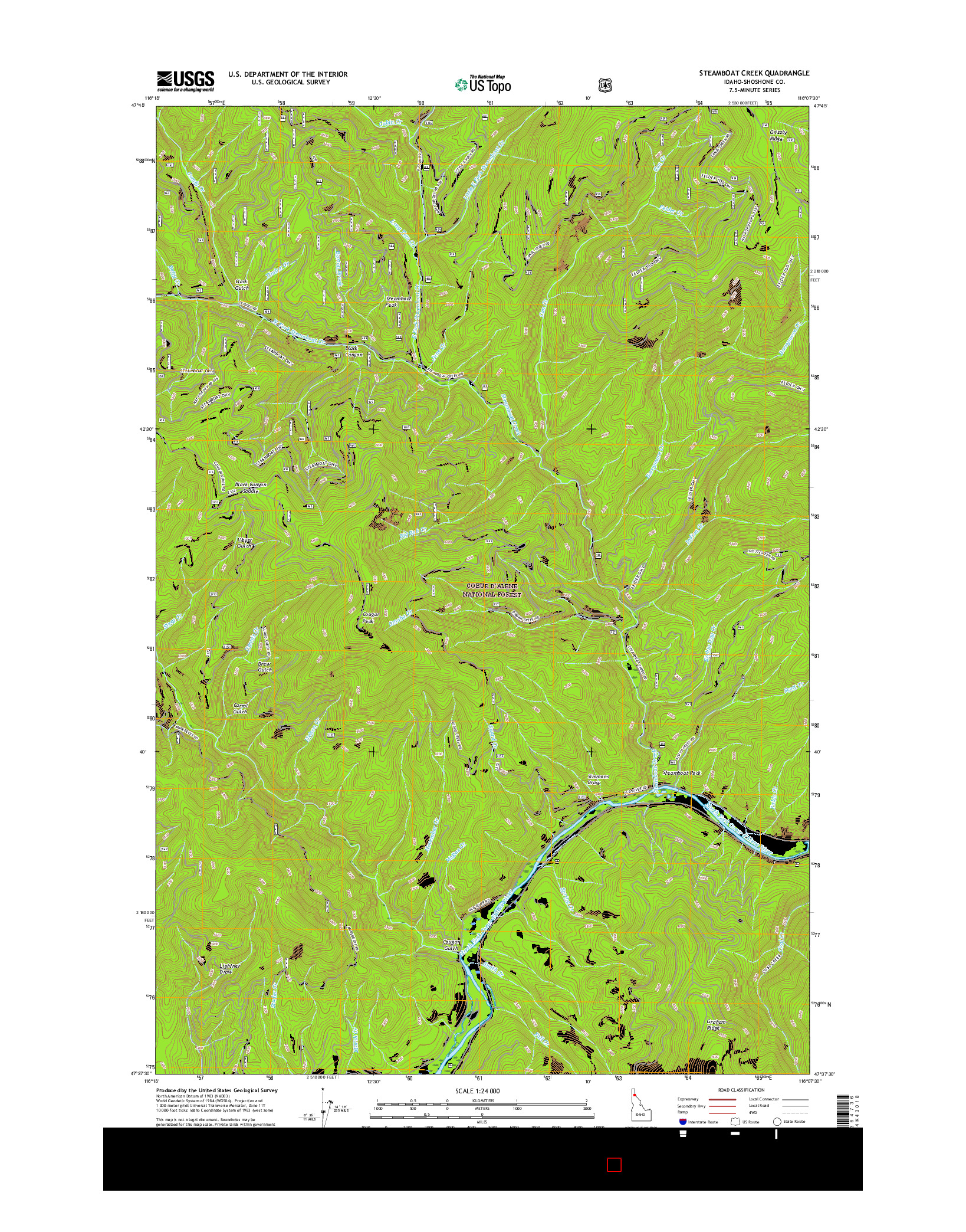 USGS US TOPO 7.5-MINUTE MAP FOR STEAMBOAT CREEK, ID 2017