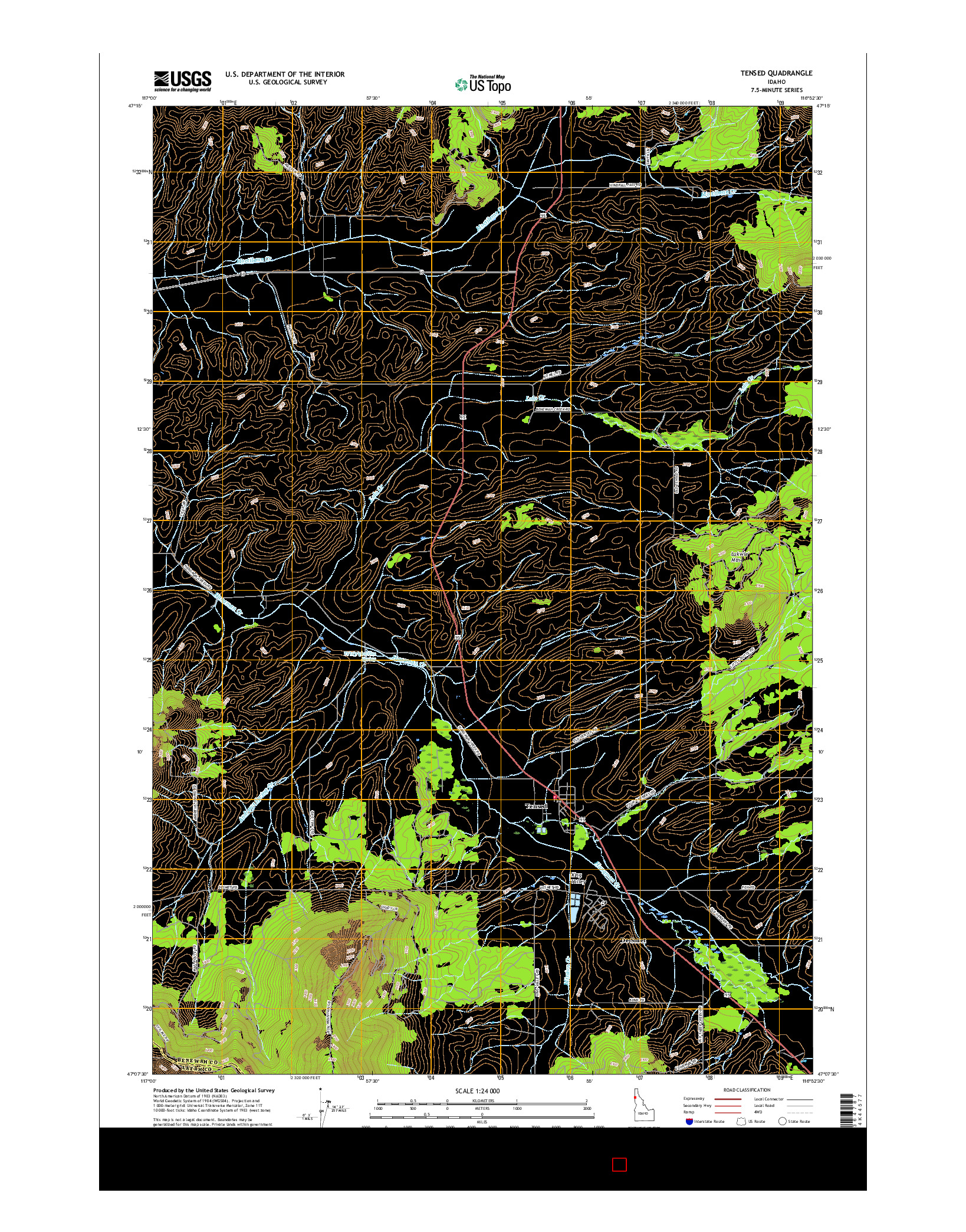 USGS US TOPO 7.5-MINUTE MAP FOR TENSED, ID 2017