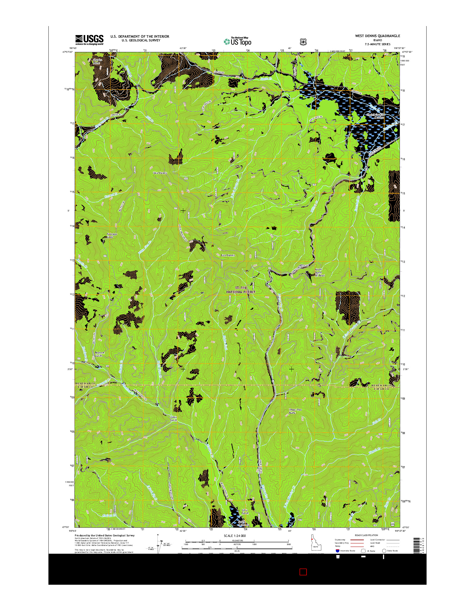 USGS US TOPO 7.5-MINUTE MAP FOR WEST DENNIS, ID 2017