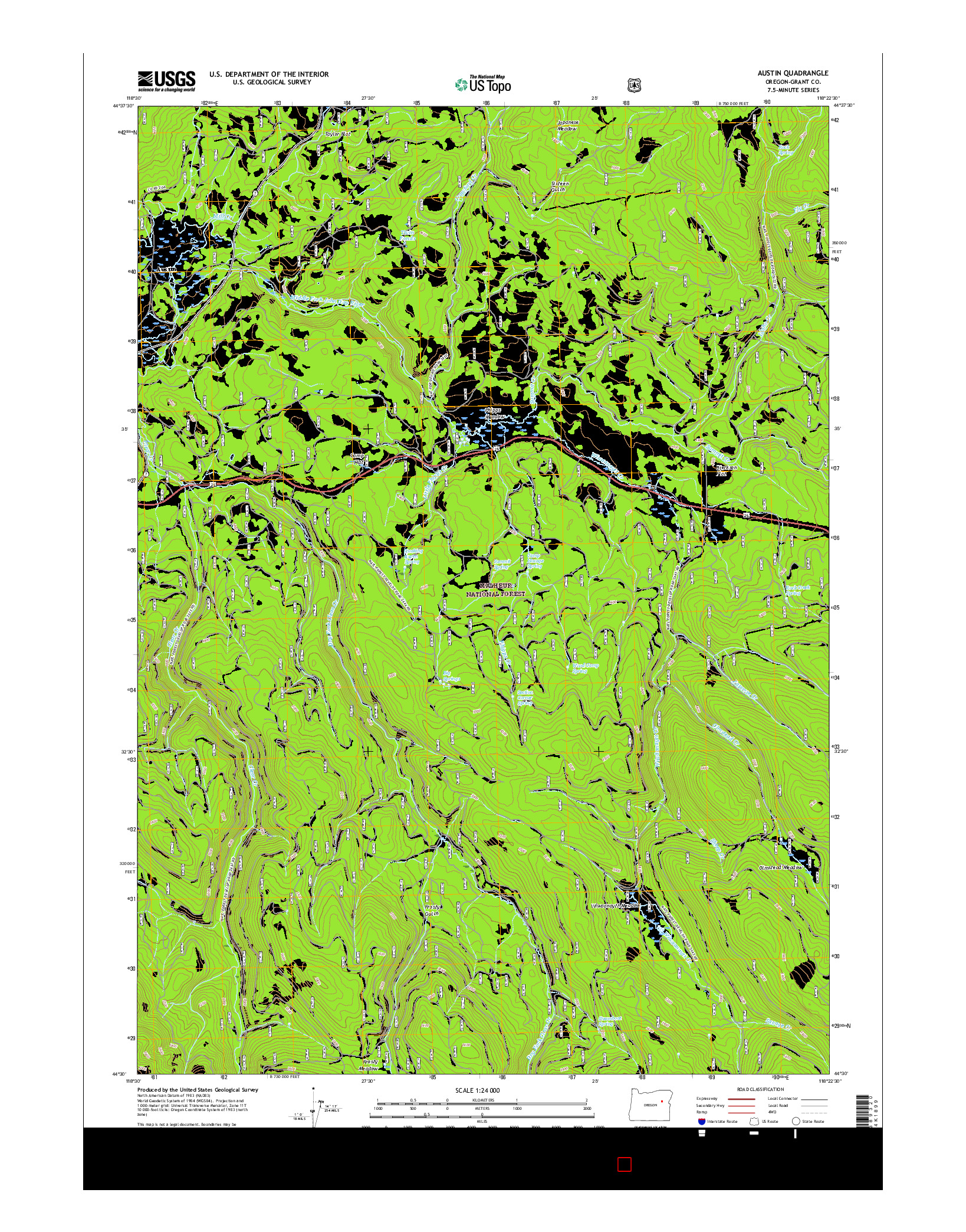 USGS US TOPO 7.5-MINUTE MAP FOR AUSTIN, OR 2017