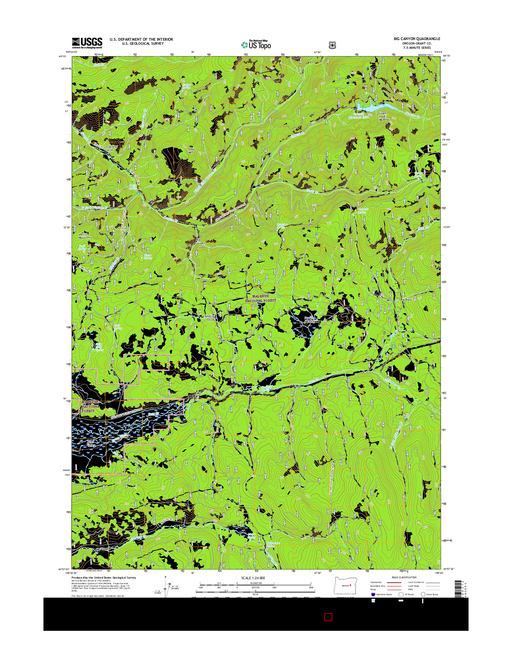 USGS US TOPO 7.5-MINUTE MAP FOR BIG CANYON, OR 2017